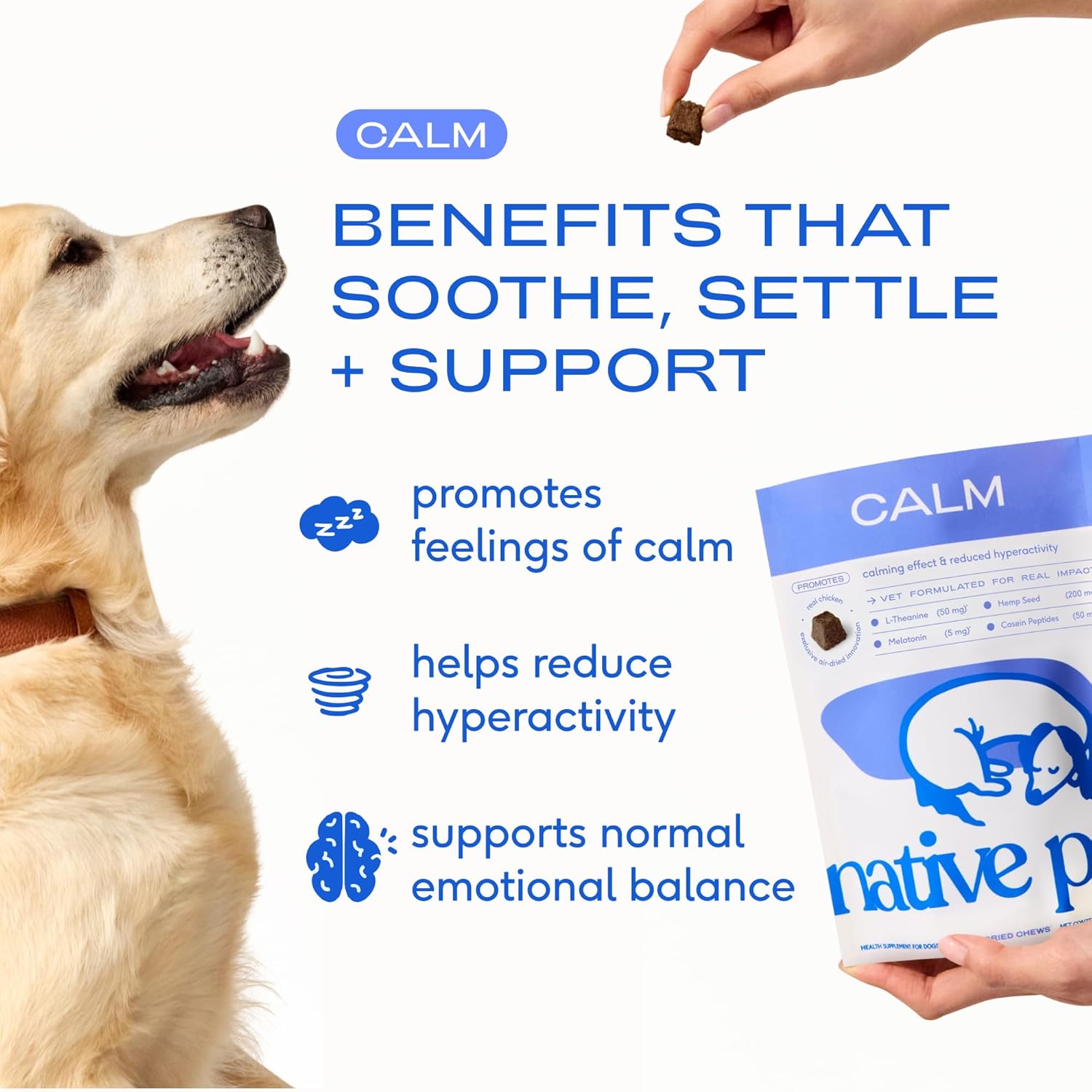 Calming Chews for Dogs - Melatonin for Dogs Anxiety Relief - Grain Free All Natural Hemp Calming Treats & L-Theanine Helps Manage Stress & Separation Anxiety - Puppy Sleep Aid - 60 Chews