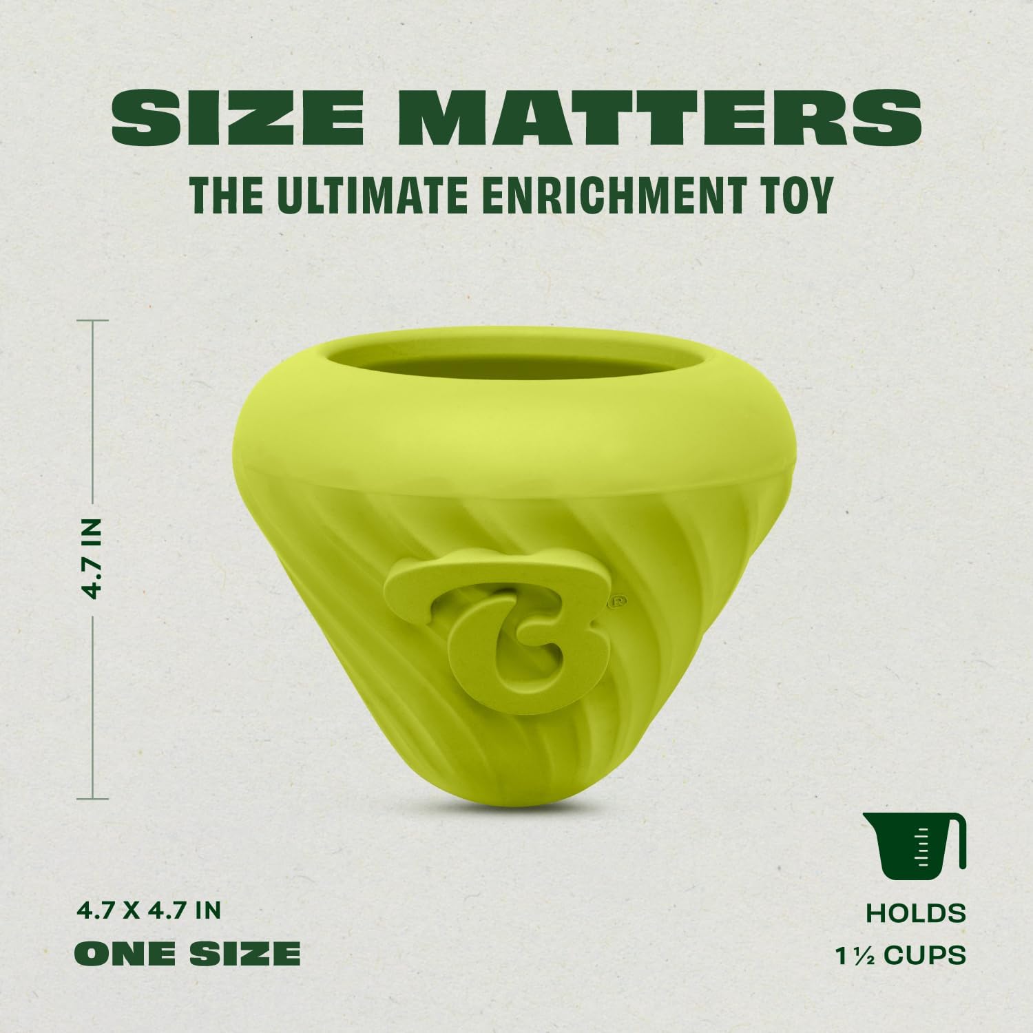 Natural Rubber Cone Interactive Enrichment Treat Dispensing Dog Toy - Slow Feeder - Great for Meals and Boredom