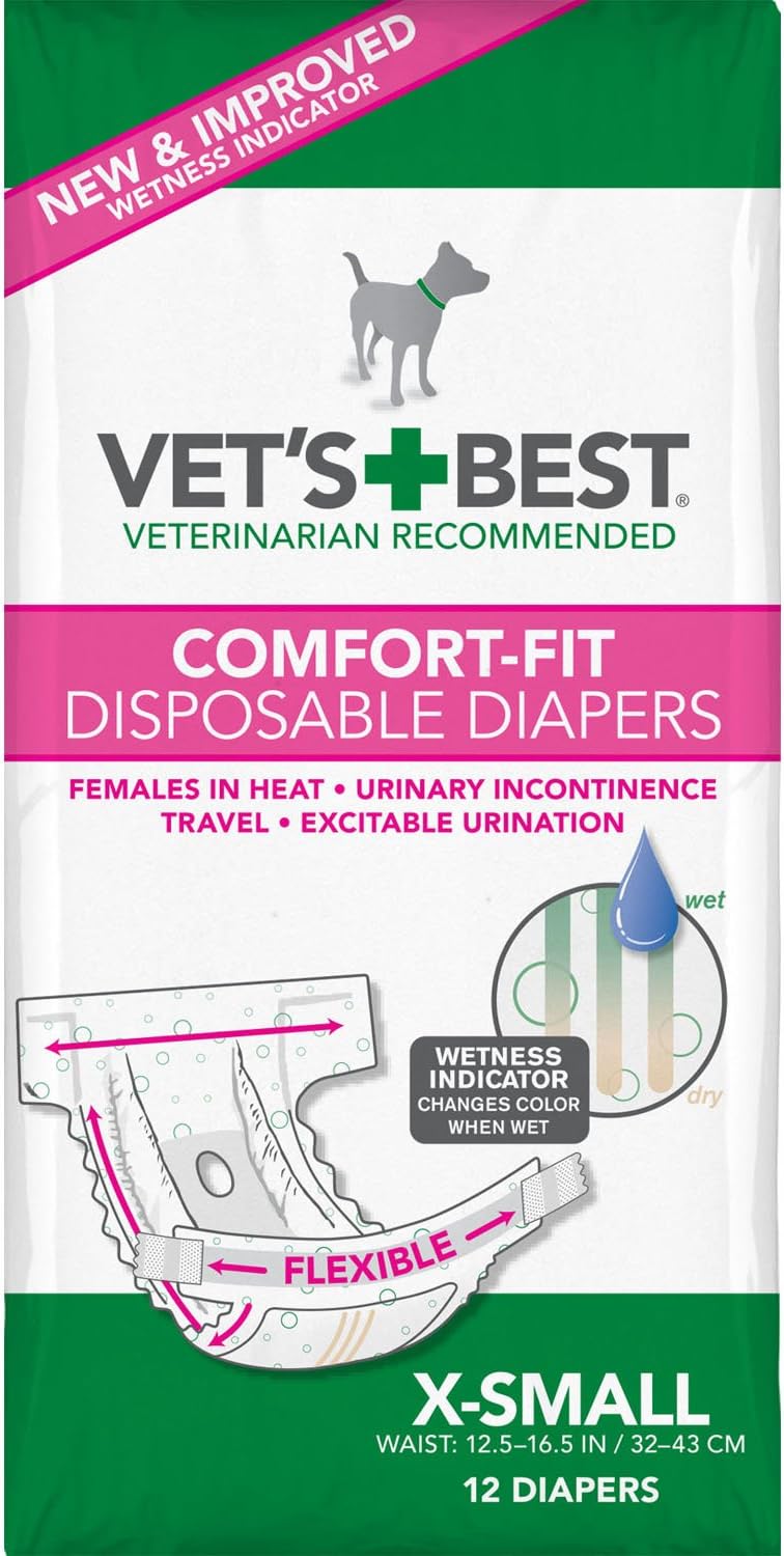 Comfort Fit Dog Diapers - Disposable Female Dog Diapers - Absorbent with Leak Proof Fit - Large/X-Large, 30 Count