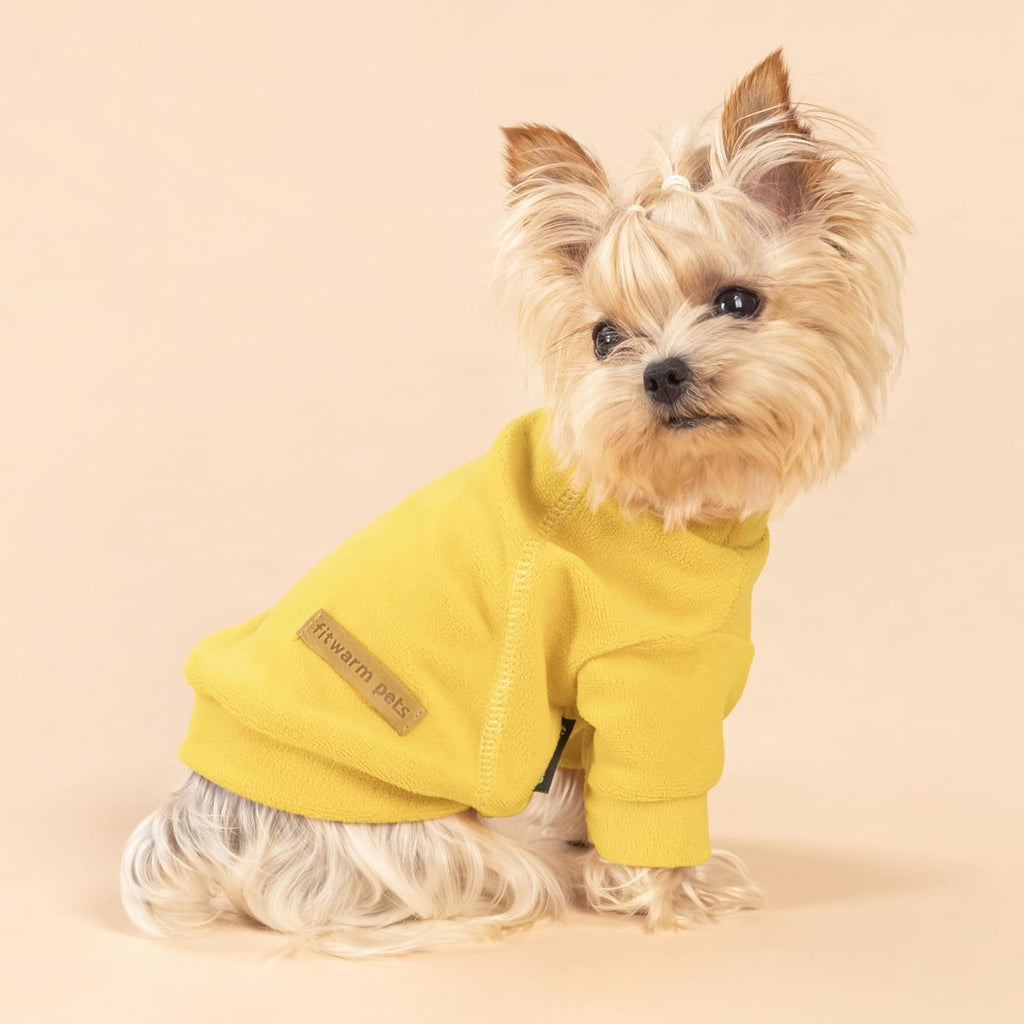 3 Pack Classic Fleece Dog Sweater, Turtleneck Dog Sweatshirt, Winter Clothes for Small Dogs Boy Girl, Pet Pullover Jumper, Cat Apparel, Orange, Yellow, Coffee, XL