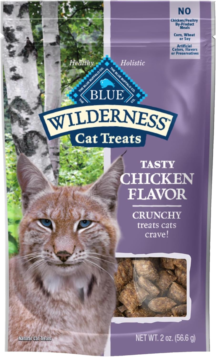 Wilderness High Protein Crunchy Cat Treats, Made with Natural Ingredients, Tasty Chicken, 2-Oz Bag (Pack of 12)