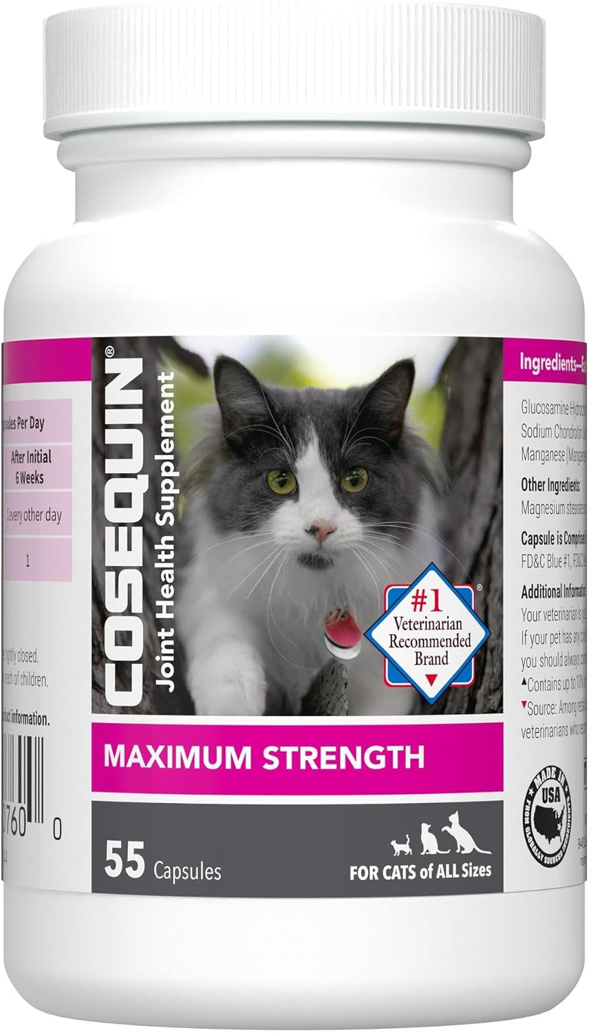 Nutramax Cosequin for Cats Joint Health Supplement, Contains Glucosamine for Cats, plus Chondroitin, Supports Healthy Joints, for All Breeds and Sizes, Sprinkle Capsules, 55 Count