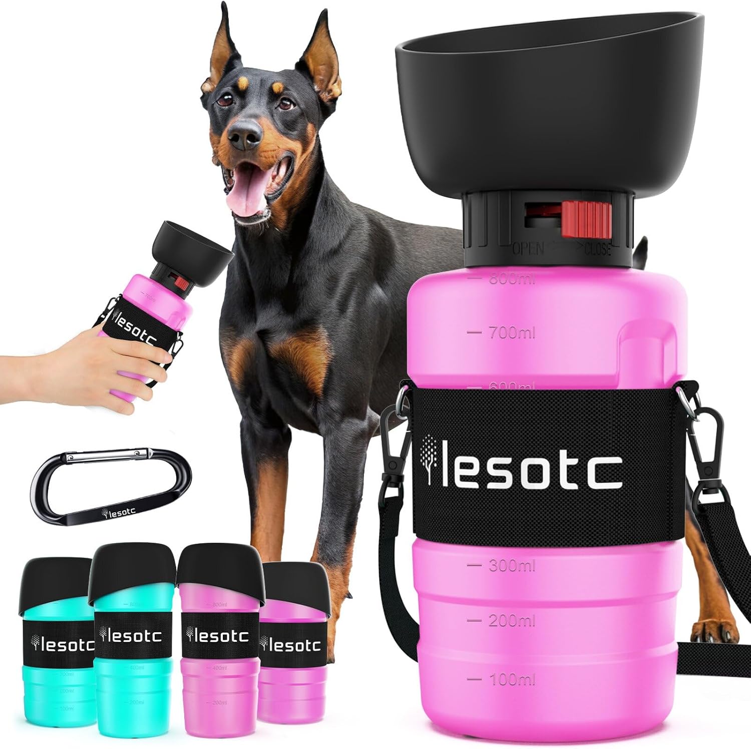 Dog Water Bottle, Portable Water Dispenser with Water Bowl, Leak Proof Pet Travel Squeeze Bottle, Puppy Essentials Dog Stuff Accessories for Outdoor Walking, Hiking, Camping Doggie Gift