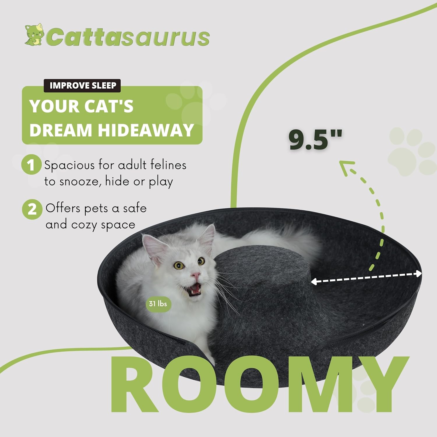Peekaboo Cat Cave Donut for Multiple & Large Cats up to 30-45 Lbs, 3-In-1 Self Warming Cat Bed, Tunnel & Scratcher for Indoor Cats, Washable & Detachable Small Dog Bed (Dark Gray, Jumbo)