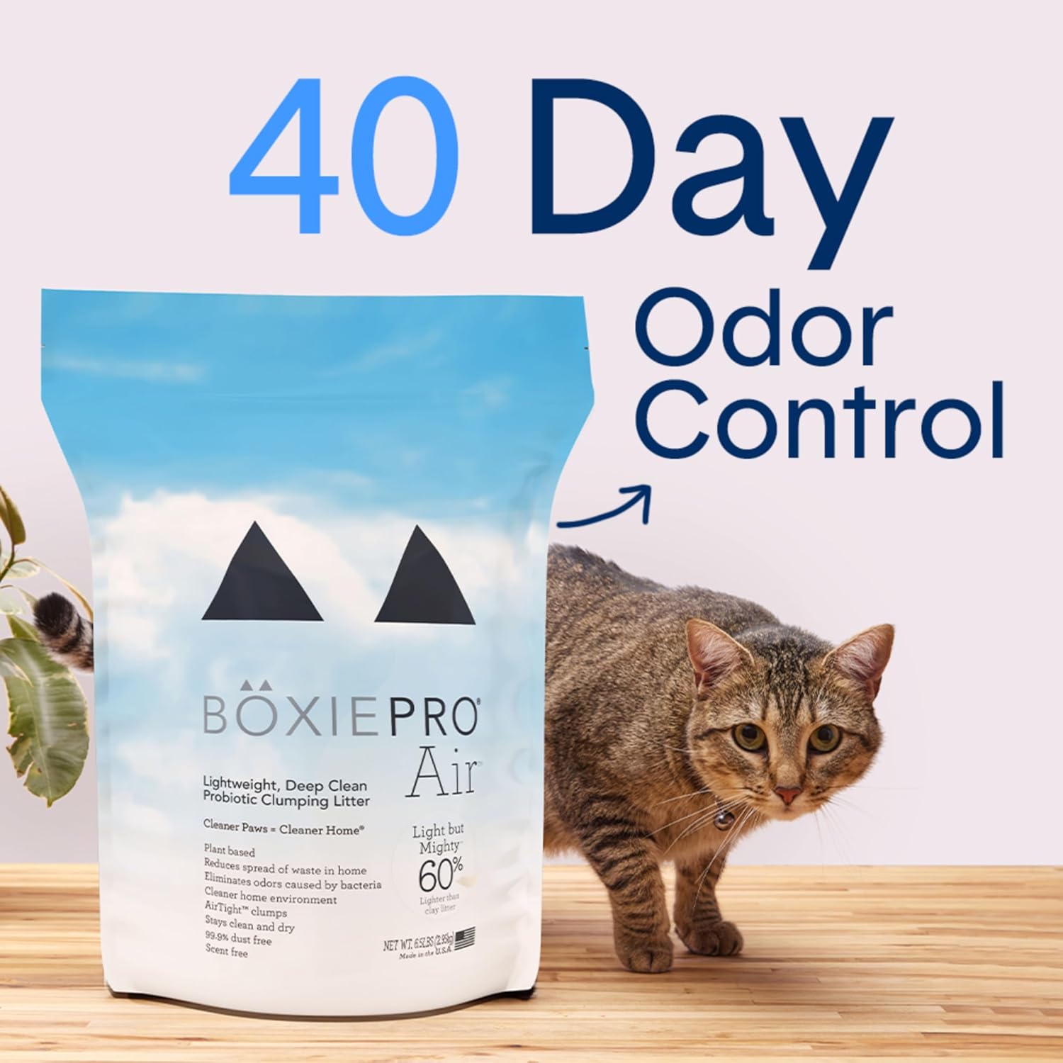 Boxie® Probiotic Cat Litter, Lightweight 40-Day Odor Control, Clumping, 6.5Lb