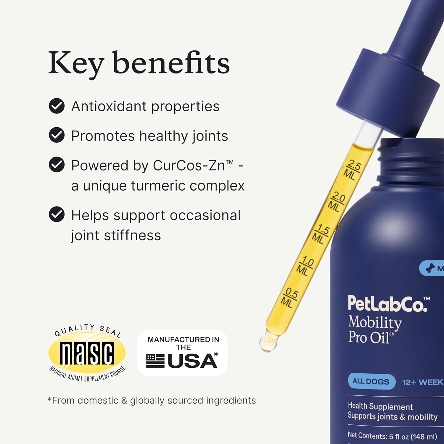 Joint & Mobility Oil for Dogs – Mobility Pro Oil - Curcumin for Joint Support – Promote Healthy Joints & Flexibility – Easy to Use