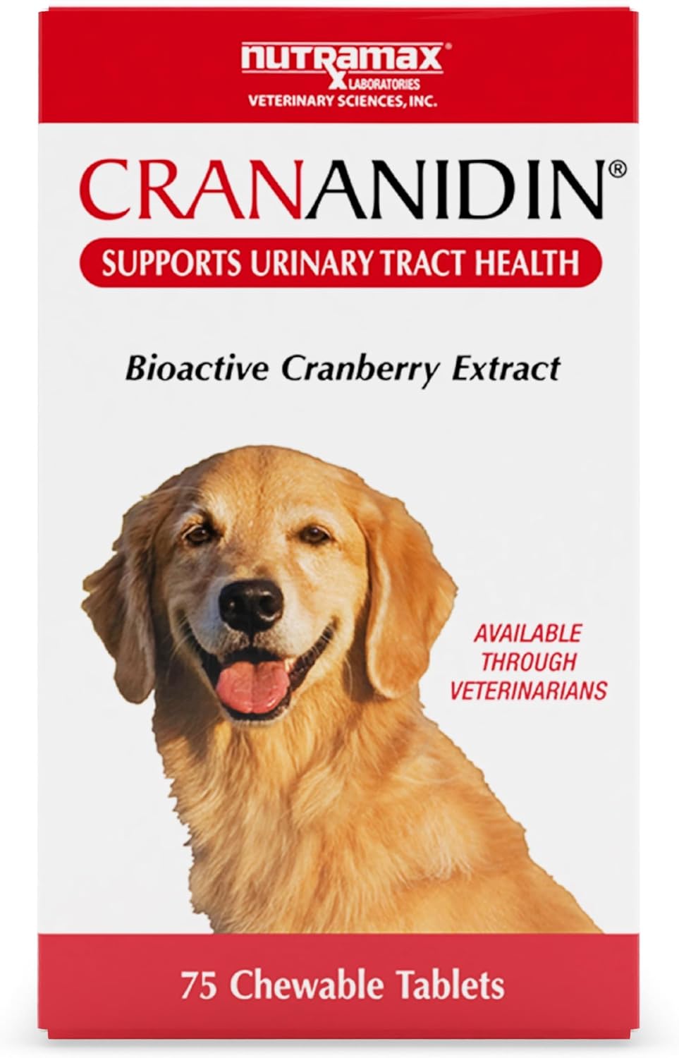 Crananidin Cranberry Extract Urinary Tract Health Supplement for Dogs, 75 Chewable Tablets