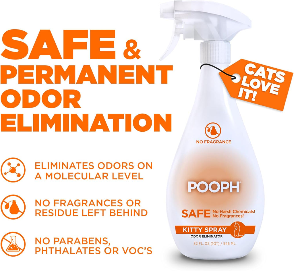 ® Kitty Odor Eliminator – 32 Fl Oz Bottle – Proprietary Odor-Elimination Technology Works On-Contact – Cat Trees, Toys, Furniture, Bedding – NO Fragrances, NO Harsh Chemicals, Safe & Non-Toxic