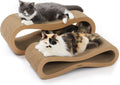 ® Premium 2 Cat Scratcher Set. Large (30L X 10.6H In.) and Small (26.6L X 7H In.) Sizes. Scratch, Play Lounge. High-Grade Cardboard, 100% Recyclable, Reversible.