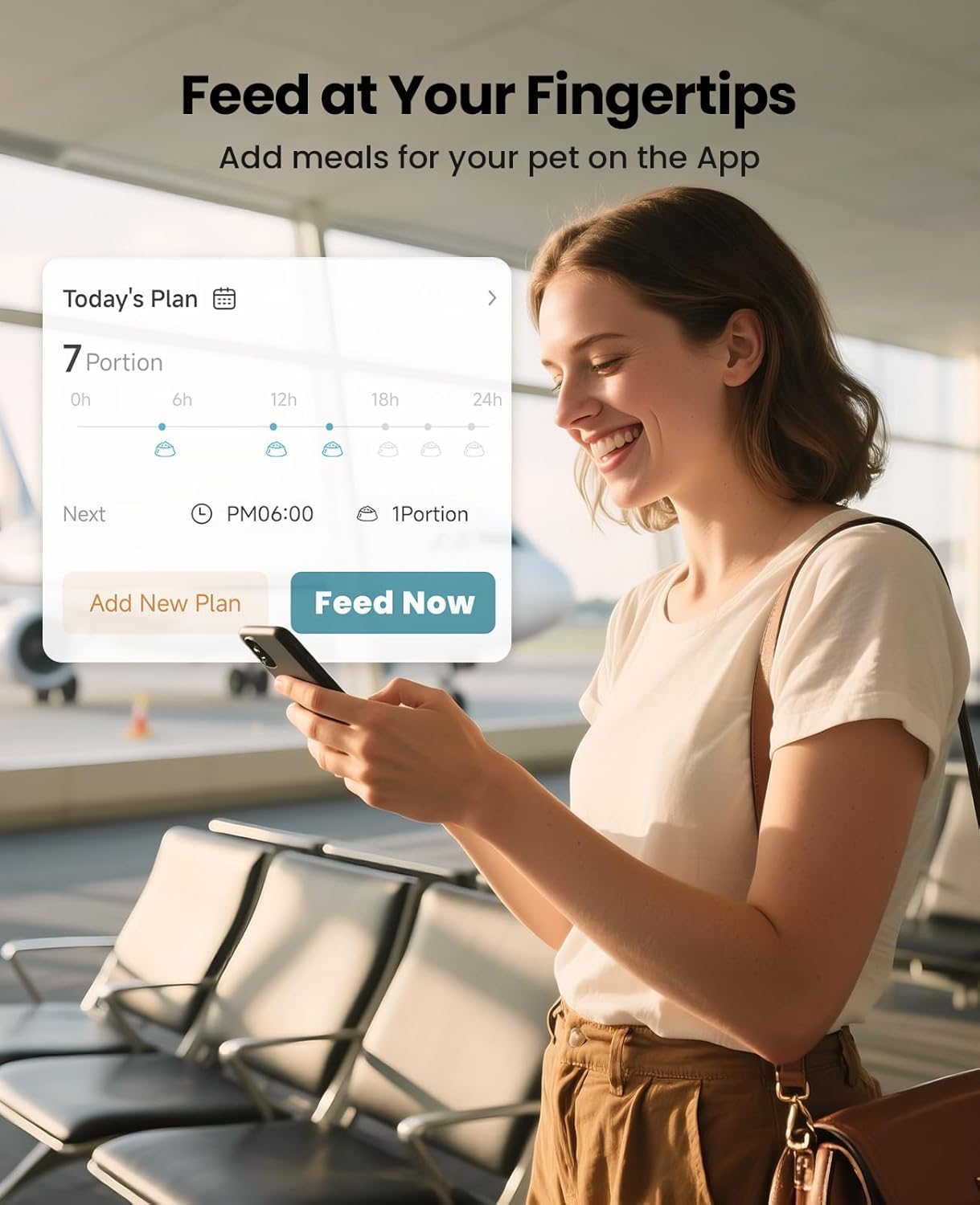 Cordless Wifi Automatic Cat Feeder, Rechargeable 100-Day Battery Operated Pet Feeder, 20 Cups/5L Timed Cat Food Dispenser for Large Kibble, Smart App Control (Black)
