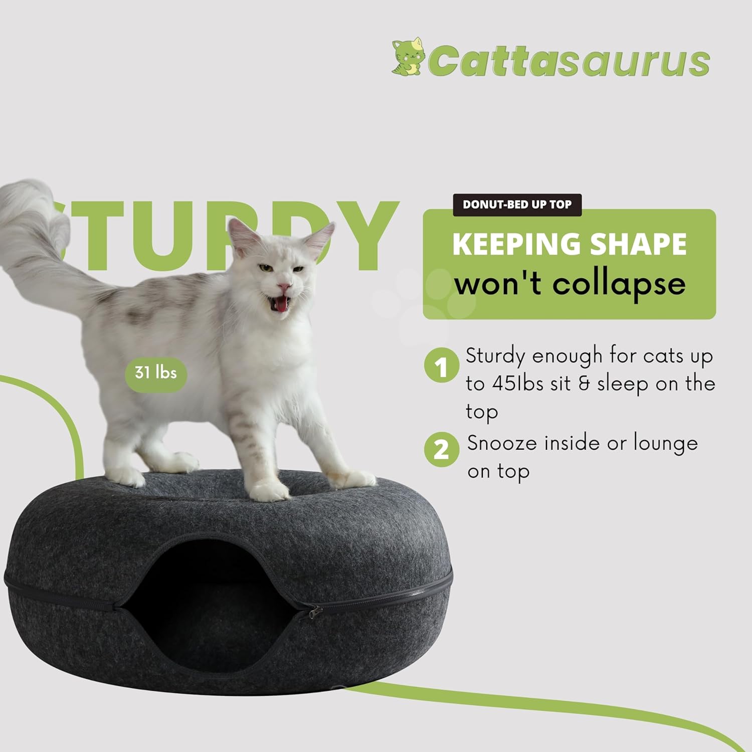 Peekaboo Cat Cave Donut for Multiple & Large Cats up to 30-45 Lbs, 3-In-1 Self Warming Cat Bed, Tunnel & Scratcher for Indoor Cats, Washable & Detachable Small Dog Bed (Dark Gray, Jumbo)