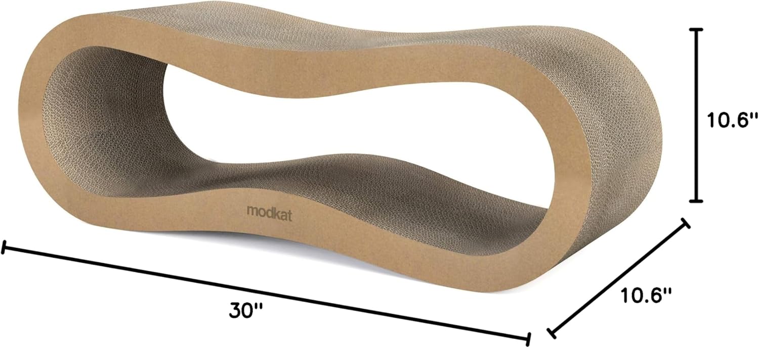 ® Premium 2 Cat Scratcher Set. Large (30L X 10.6H In.) and Small (26.6L X 7H In.) Sizes. Scratch, Play Lounge. High-Grade Cardboard, 100% Recyclable, Reversible.