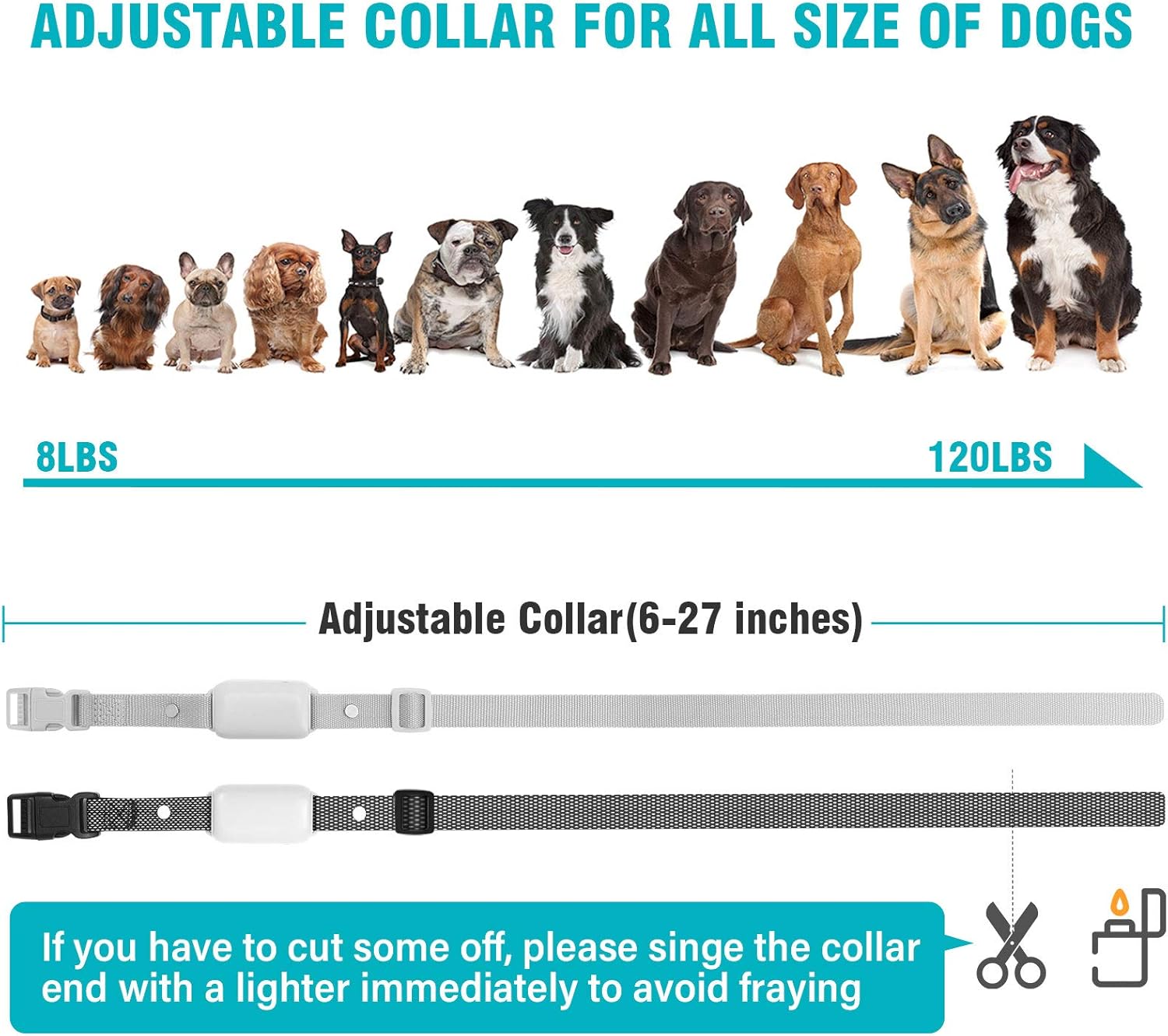 Dog Shock Collar for 2 Dogs - (8-120Lbs) Waterproof Rechargeable Electric Dog Training Collar with Remote for Small Medium Large Dogs with Beep Vibration Safe Shock Modes(Grey)