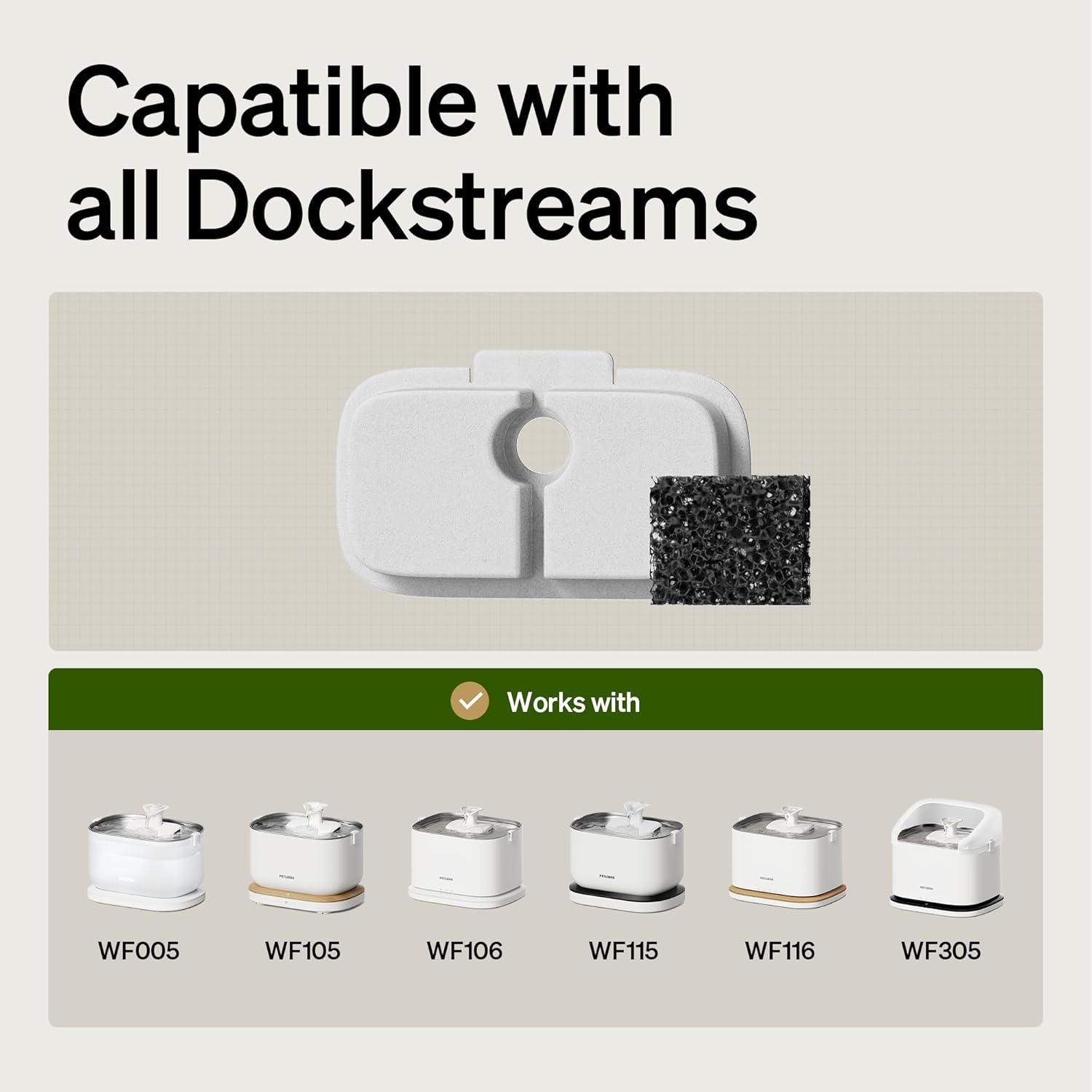 Replacement Filters for Dockstream Cat Water Fountain PLWF106/PLWF116/PLWF115/PLWF105/PLWF005, 4 Months Set of Replacement Filters for Ultra Quiet Cat Fountain, 8 Count for Pet Water Fountain