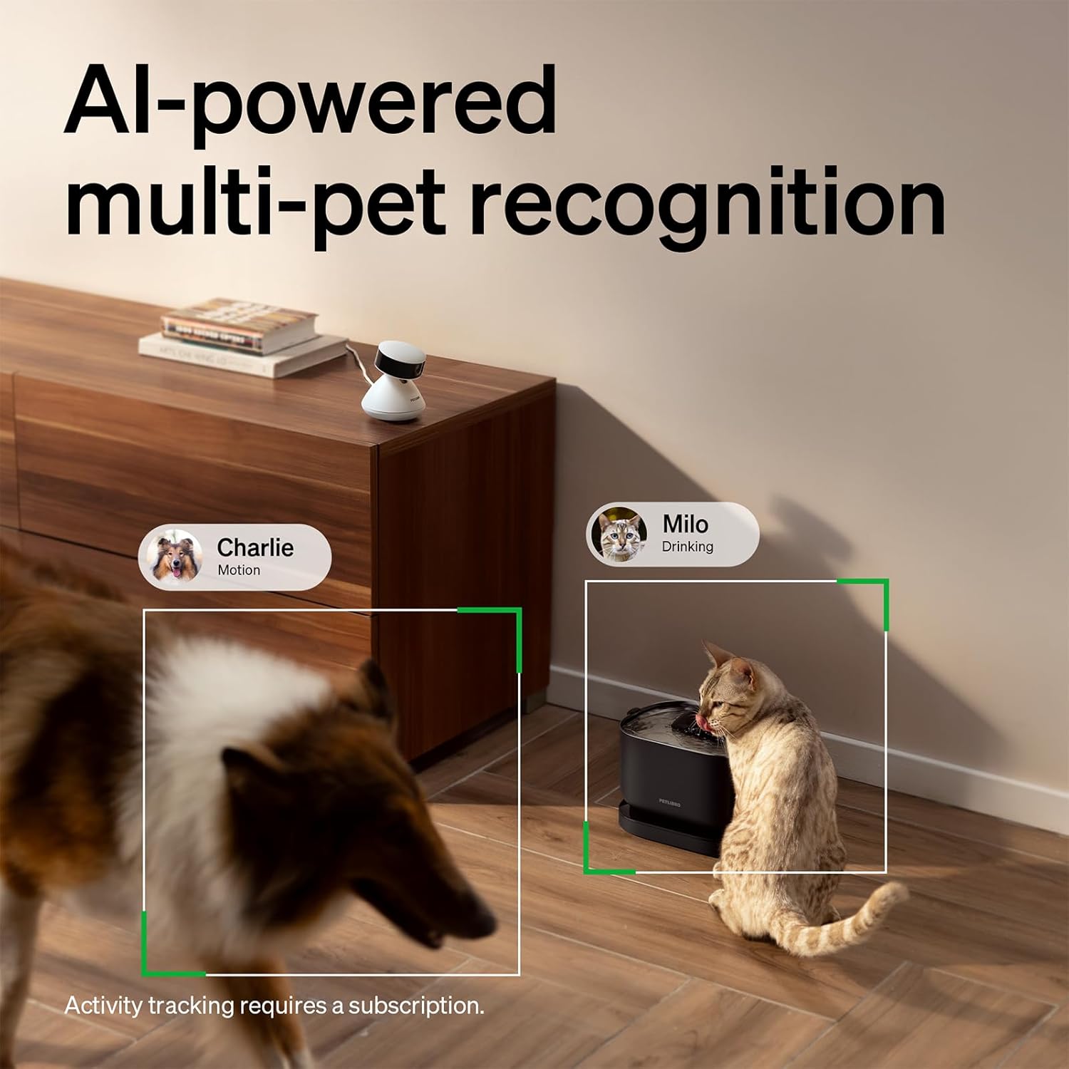 AI Dog Camera Pet Camera Indoor with Phone App [Multi-Pet Recognition, Daily Activity Analysis & Smart Summaries] Cat Cam 360° View, 1080P Dog Cam Night Vision, 2-Way Audio Home Camera Wifi