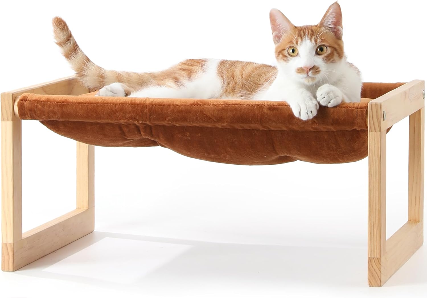 Dog Bed, Large Breathable Elevated Cat Hammock, Wooden Cat Beds for Outdoor and Indoor, 21 Inch Raised Pet Beds Suitable for Cats, Puppy, Bunny and Small Animal