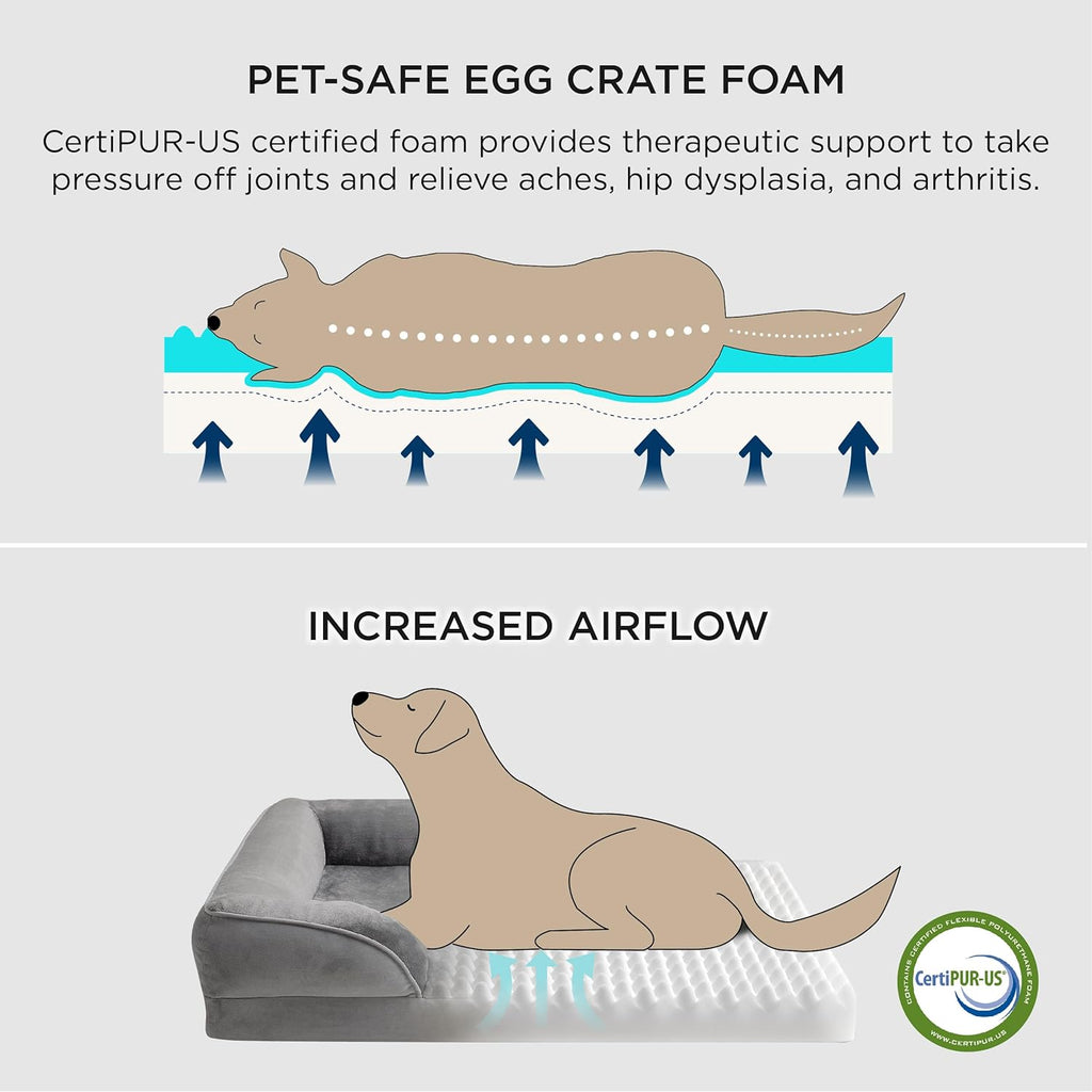 XL Orthopedic Dog Bed for Extra Large Dogs - Washable Xlarge Dog Cat Bed Waterproof, Comfort Dogs Couch Sofa with Washable Removable Cover, Pet Bed with Nonskid Bottom, Plush-Faded Denim, 42"