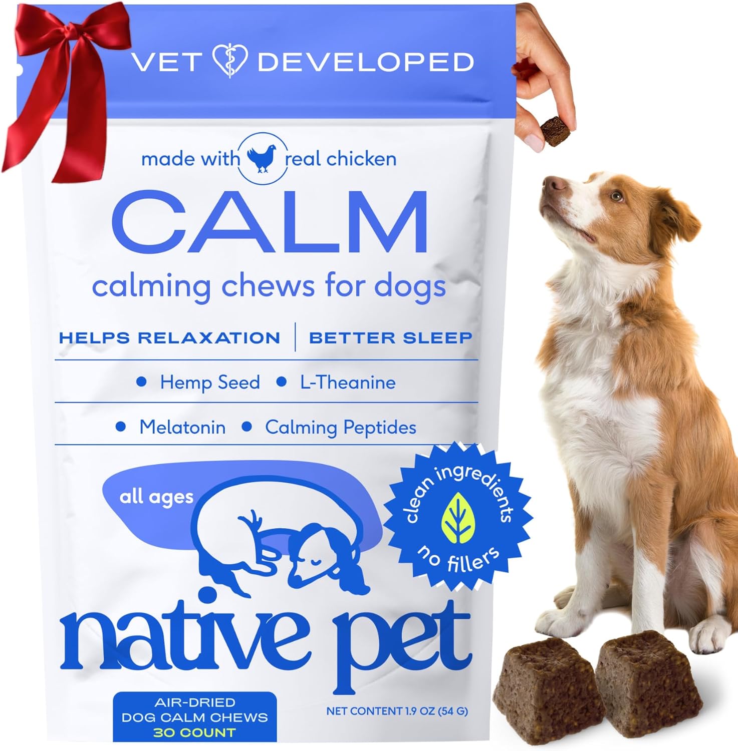 Calming Chews for Dogs - Melatonin for Dogs Anxiety Relief - Grain Free All Natural Hemp Calming Treats & L-Theanine Helps Manage Stress & Separation Anxiety - Puppy Sleep Aid - 60 Chews