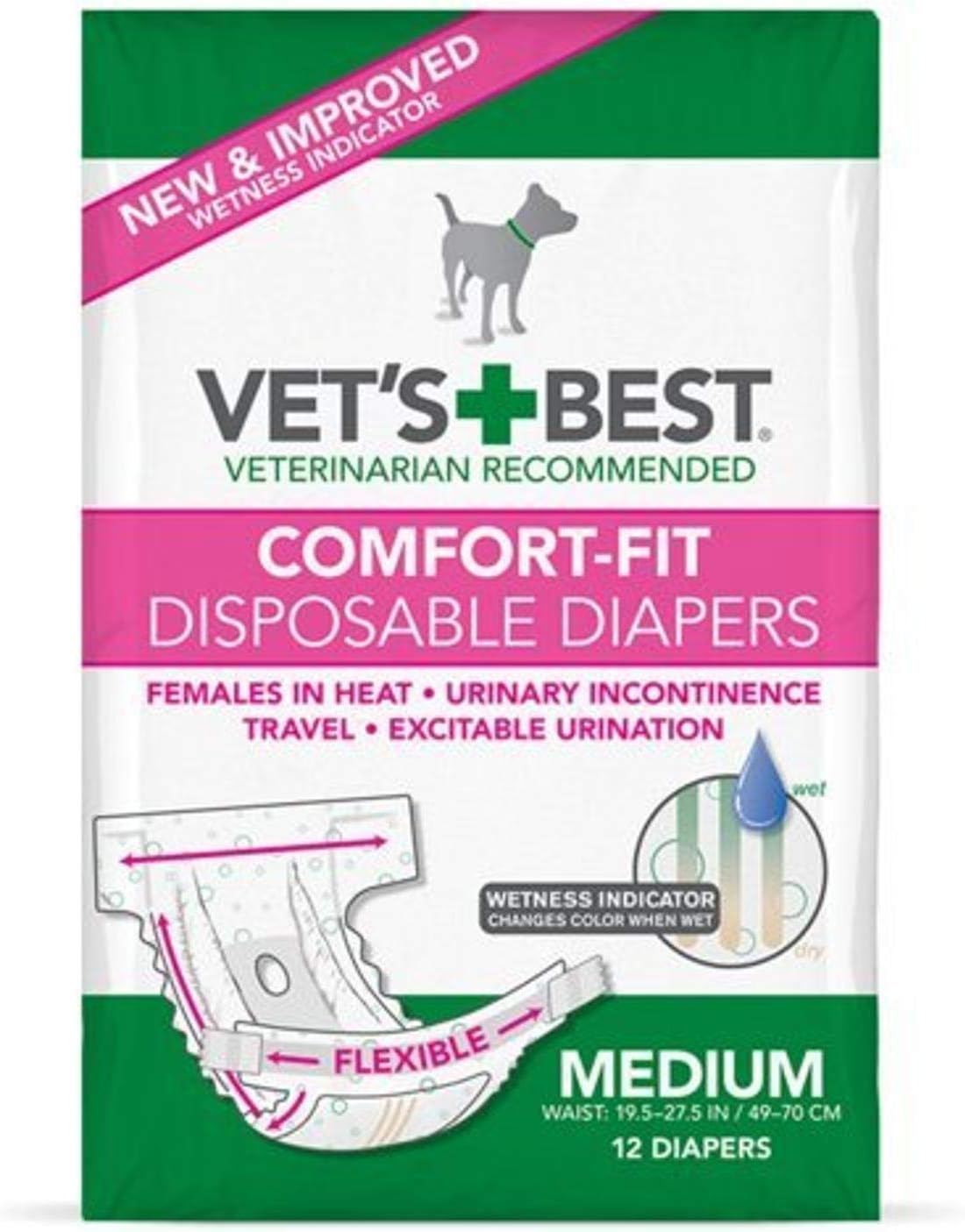 Comfort Fit Dog Diapers - Disposable Female Dog Diapers - Absorbent with Leak Proof Fit - Large/X-Large, 30 Count