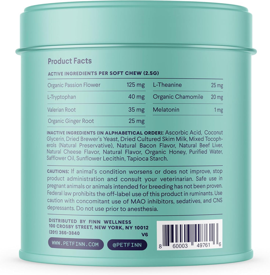 Calming Aid for Dogs - Natural Calming Chews with Melatonin to Support Stress, Separation & Sleep - 90 Soft Chews