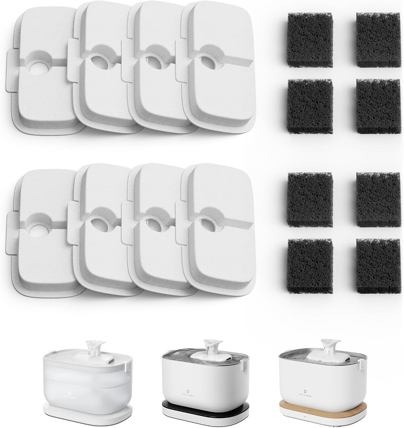 Replacement Filters for Dockstream Cat Water Fountain PLWF106/PLWF116/PLWF115/PLWF105/PLWF005, 4 Months Set of Replacement Filters for Ultra Quiet Cat Fountain, 8 Count for Pet Water Fountain