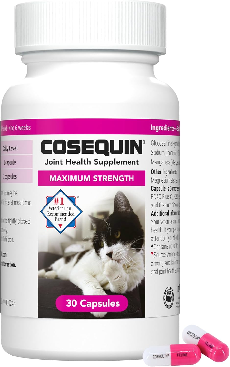 Nutramax Cosequin for Cats Joint Health Supplement, Contains Glucosamine for Cats, plus Chondroitin, Supports Healthy Joints, for All Breeds and Sizes, Sprinkle Capsules, 55 Count