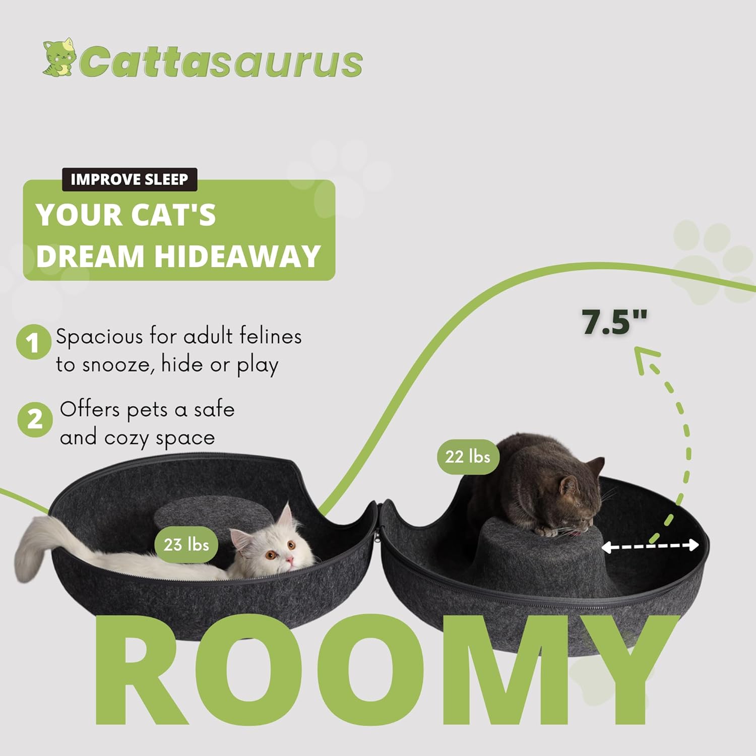 Peekaboo Cat Cave Donut for Multiple & Large Cats up to 30-45 Lbs, 3-In-1 Self Warming Cat Bed, Tunnel & Scratcher for Indoor Cats, Washable & Detachable (Dark Gray + Dark Gray, Large)