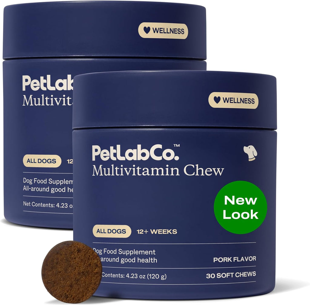 22 in 1 Dog Multivitamin - Support Dog'S Immune Response, Skin, Coat, Joints & Overall Health - Vitamins A, E, D, B12, Minerals, Antioxidants - Chewable Pork Flavor