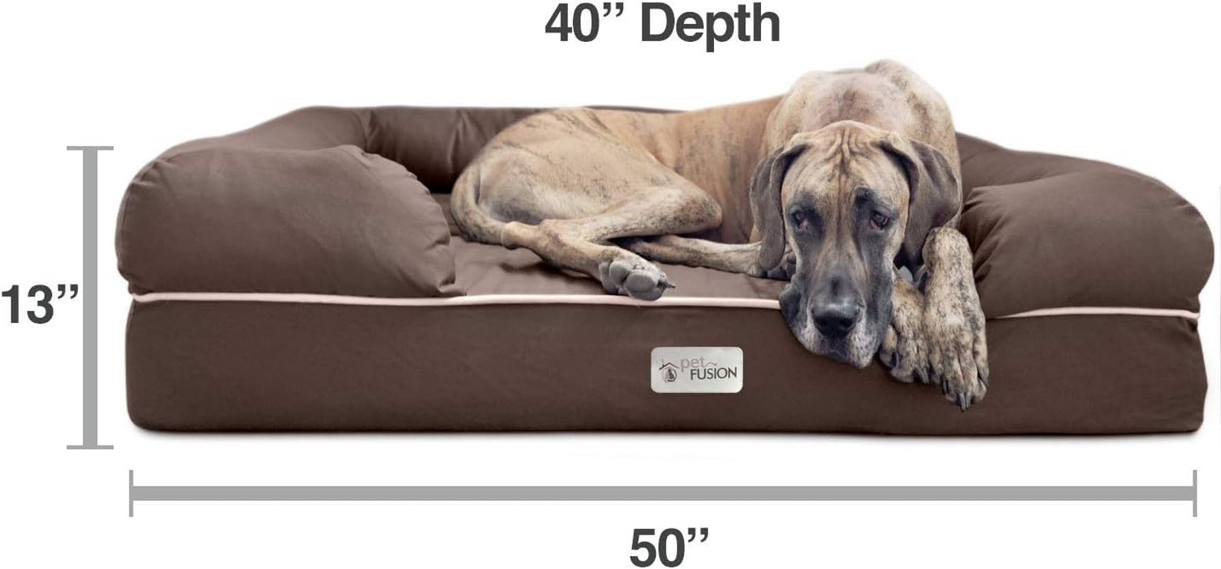 Ultimate Dog Bed, Orthopedic Memory Foam, Multiple Sizes/Colors, Medium Firmness Pillow, Waterproof Liner, YKK Zippers, Breathable 35% Cotton Cover, 1Yr. Warranty,Brown, XXL Jumbo (50X40")