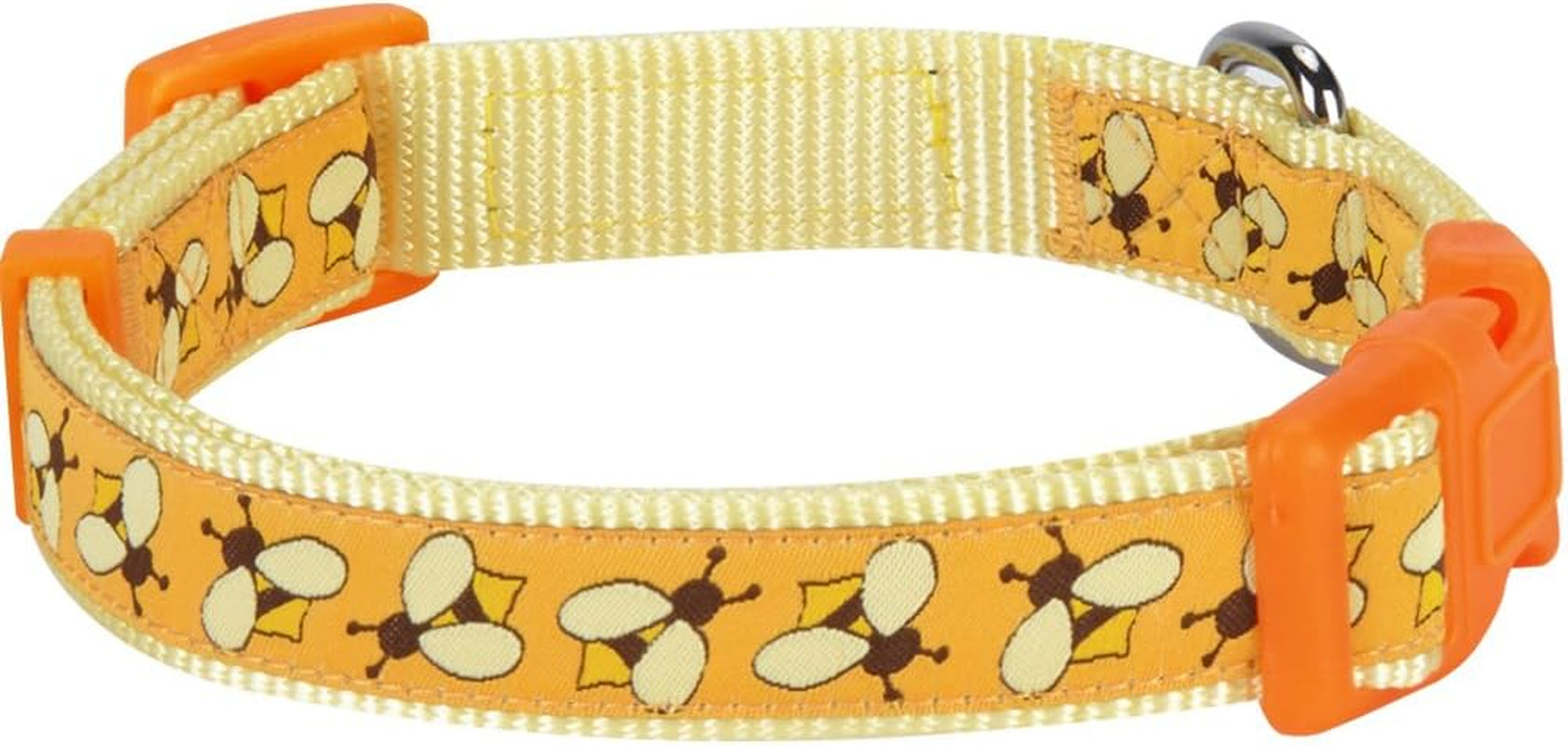 Essentials 10 Patterns Statement Busy Bees Designer Adjustable Dog Collar, Medium, Neck 14.5"-20"
