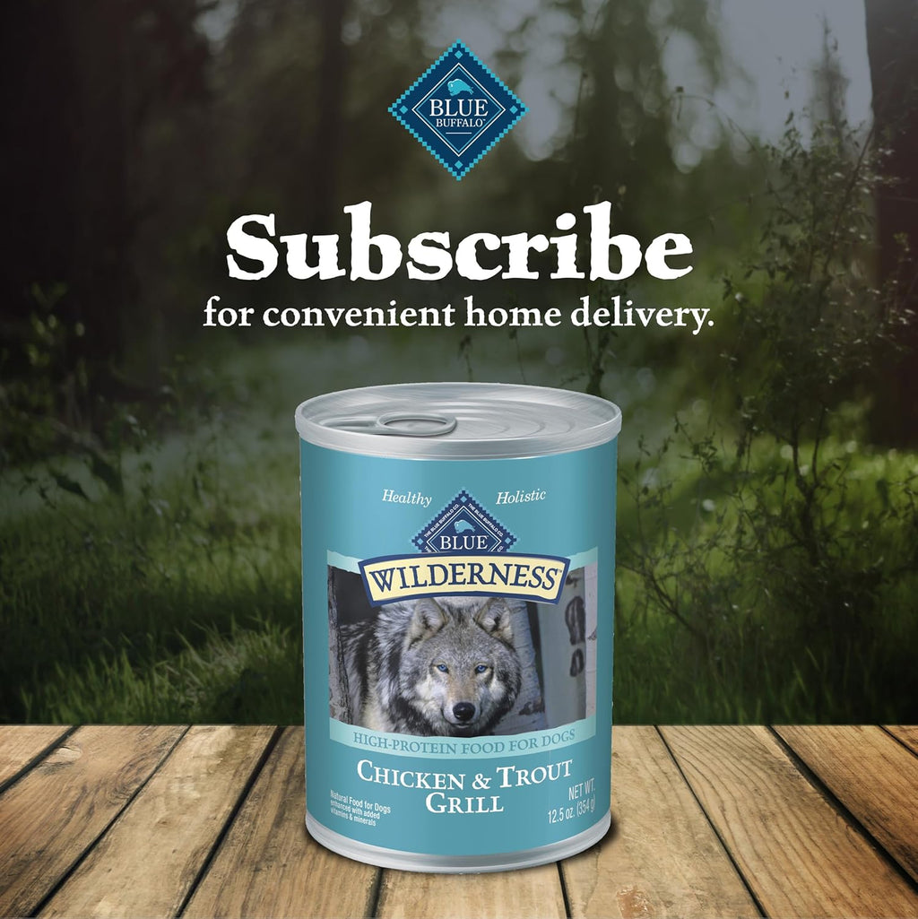 Wilderness Adult Wet Dog Food, High-Protein & Grain-Free, Made with Natural Ingredients, Chicken & Trout Grill, 12.5-Oz. Cans, 12 Count