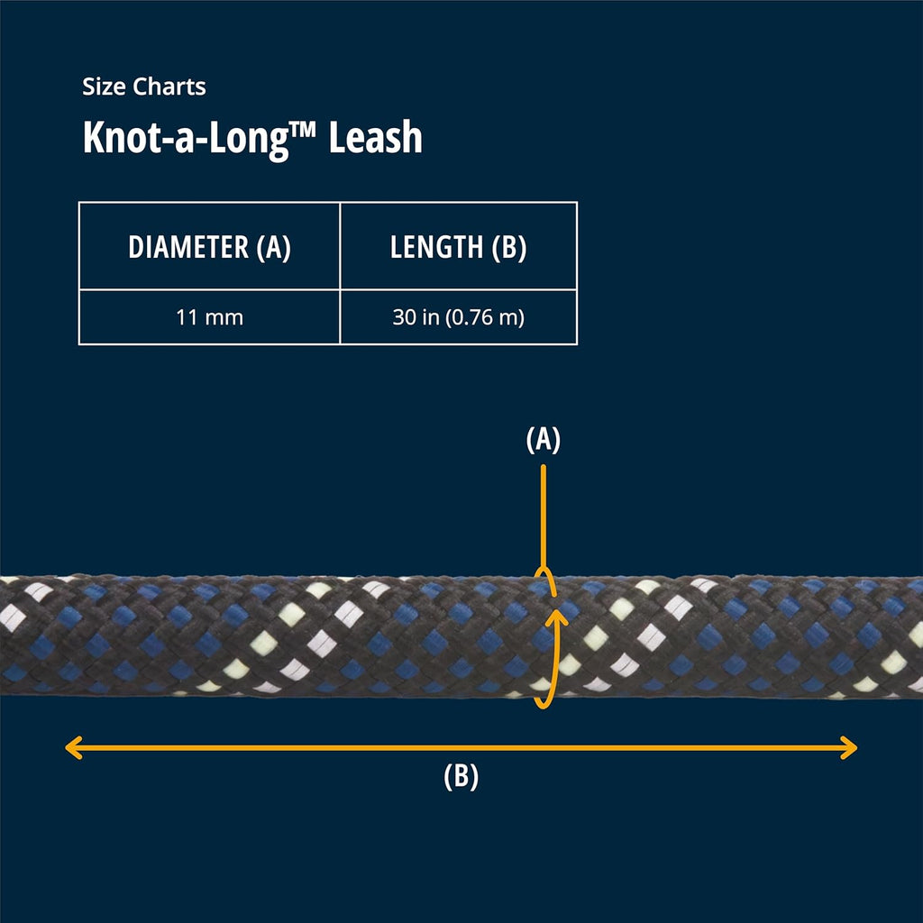 , Knot-A-Long Dog Leash, 30-Inch Short Rope Lead, Blue Pool