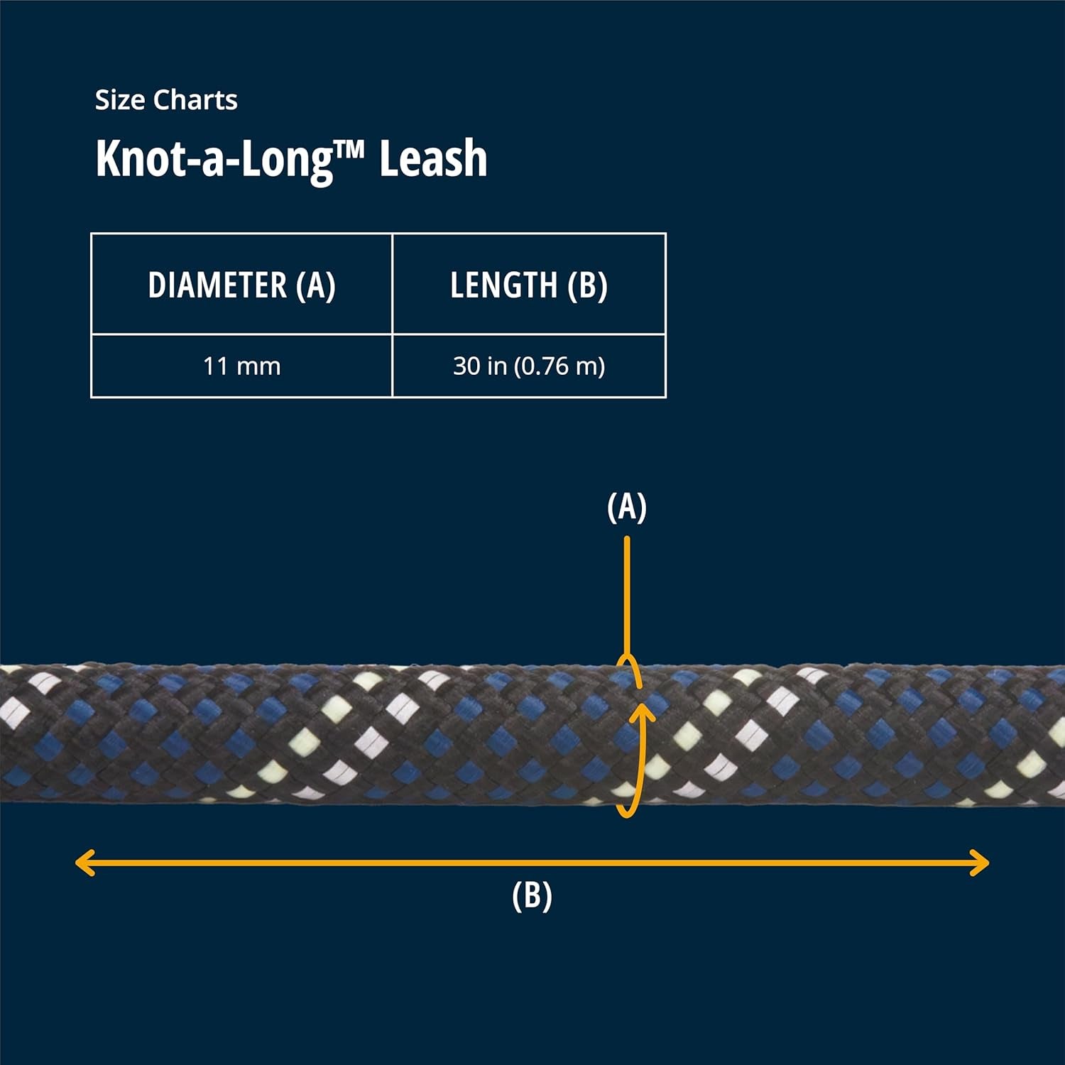 , Knot-A-Long Dog Leash, 30-Inch Short Rope Lead, Blue Pool