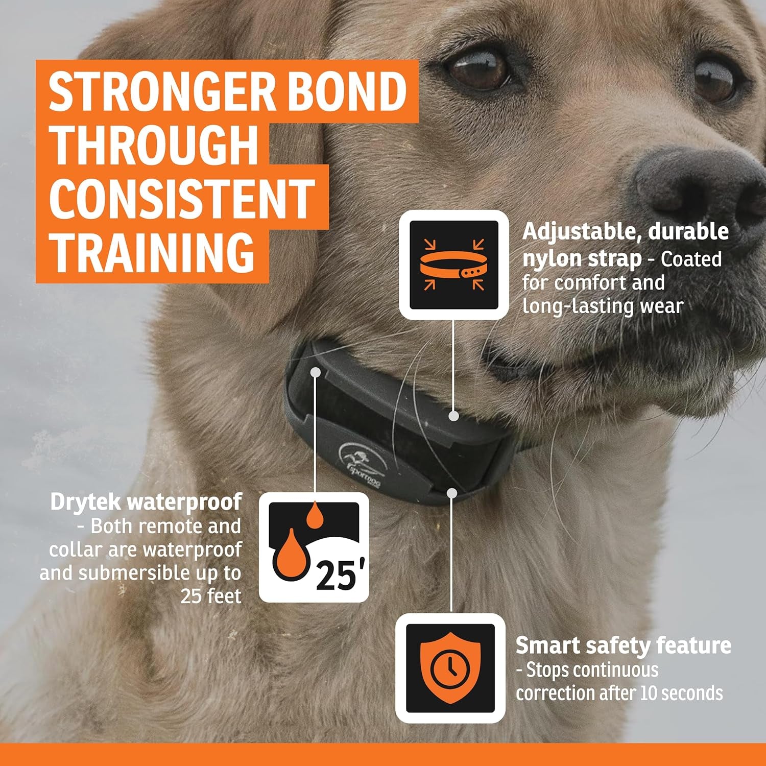 Sporthunter 825X - Remote Training Collar - Half-Mile Range Trainer - Waterproof Dog E-Collar - Quick-Charge Battery - Static, Vibration, & Tone Modes