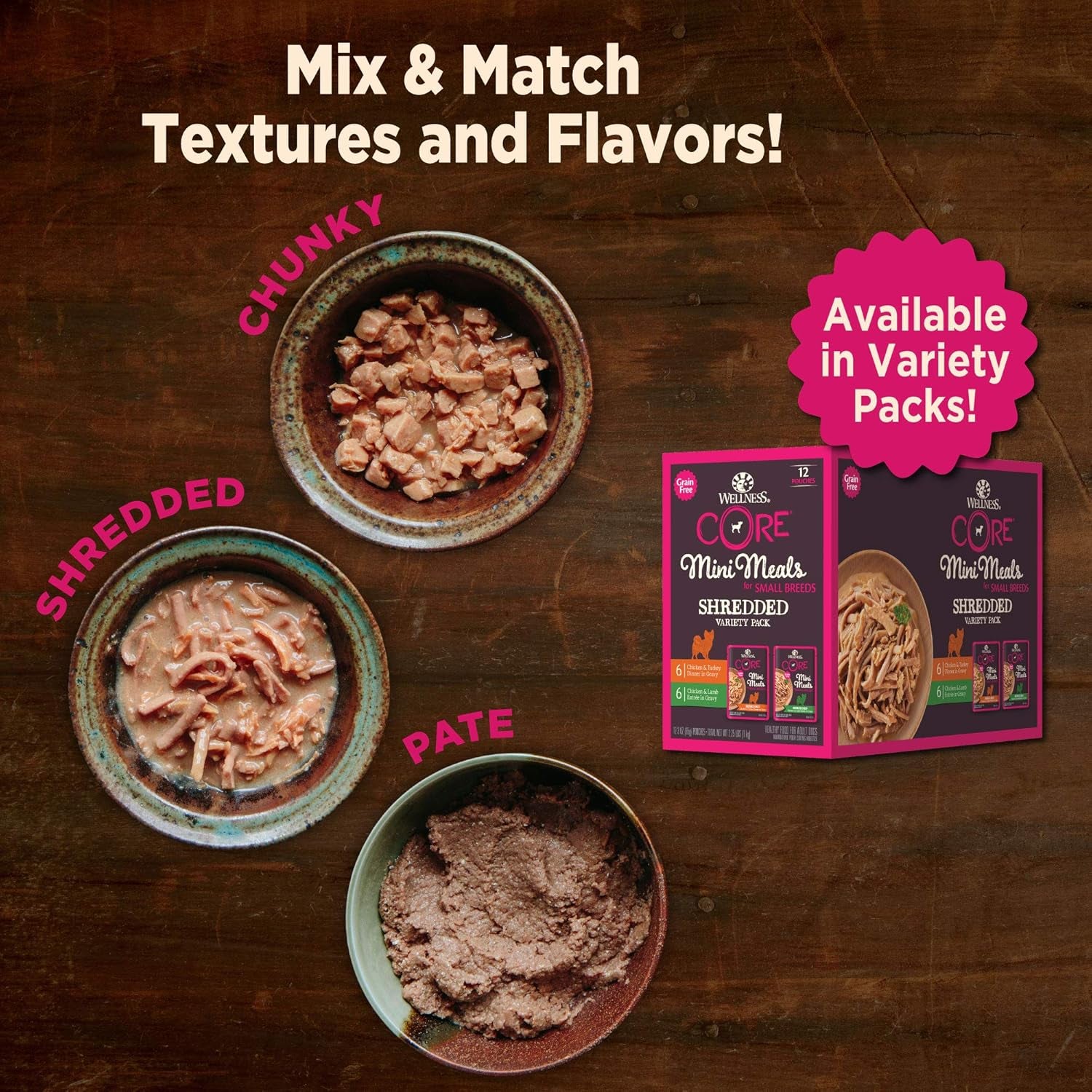 CORE Natural Grain Free Small Breed Mini Meals Wet Dog Food, Pate Beef & Chicken Dinner, 3-Ounce Pouch (Pack of 12)