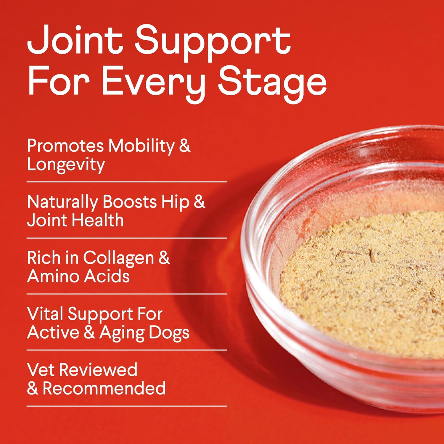 Bone Broth plus for Dogs | Joint & Mobility Topper Packed with Collagen & Amino Acids | Only 6 Ingredients | Powdered Meal Topper for Dogs
