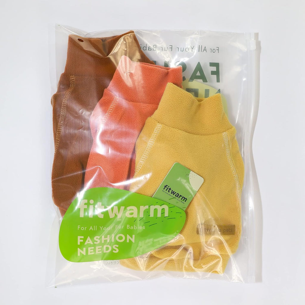 3 Pack Classic Fleece Dog Sweater, Turtleneck Dog Sweatshirt, Winter Clothes for Small Dogs Boy Girl, Pet Pullover Jumper, Cat Apparel, Orange, Yellow, Coffee, XL