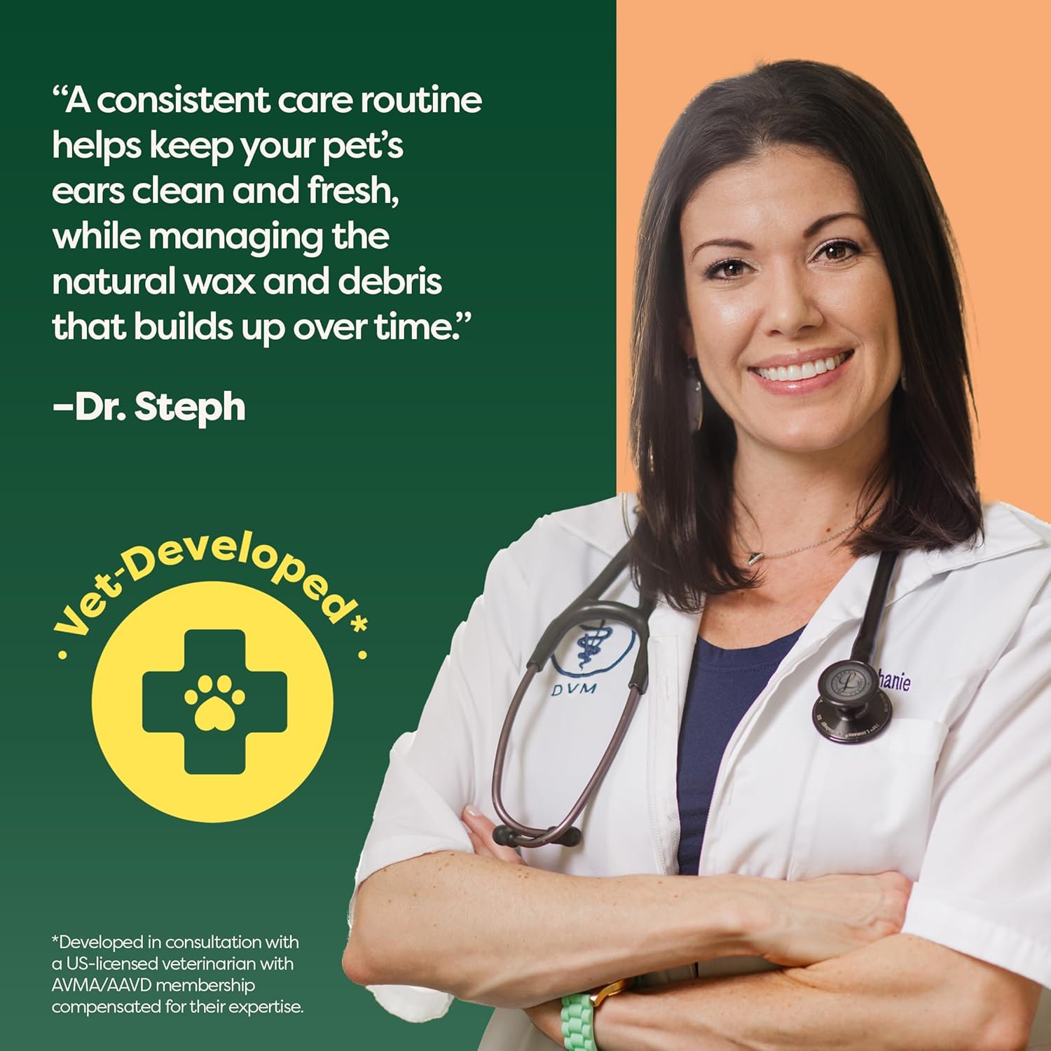 Vet-Developed Pet Ear Wipes, Hypoallergenic Cleaner for Dogs & Cats Ears to Remove Dirt and Wax Build Up, Wild Oat Scent, 70 Count