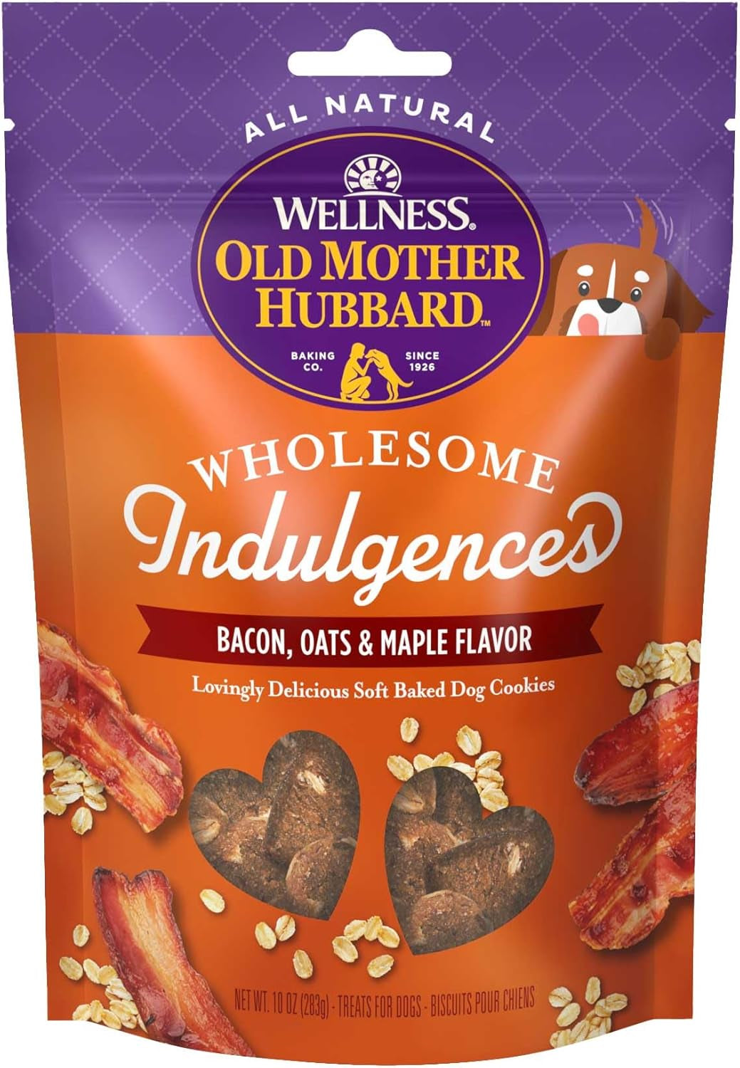 Wellness Wholesome Indulgences Dog Biscuits, Natural, Dog Treats, Bacon, Oats, & Maple Flavor, (10 Ounce Bag)