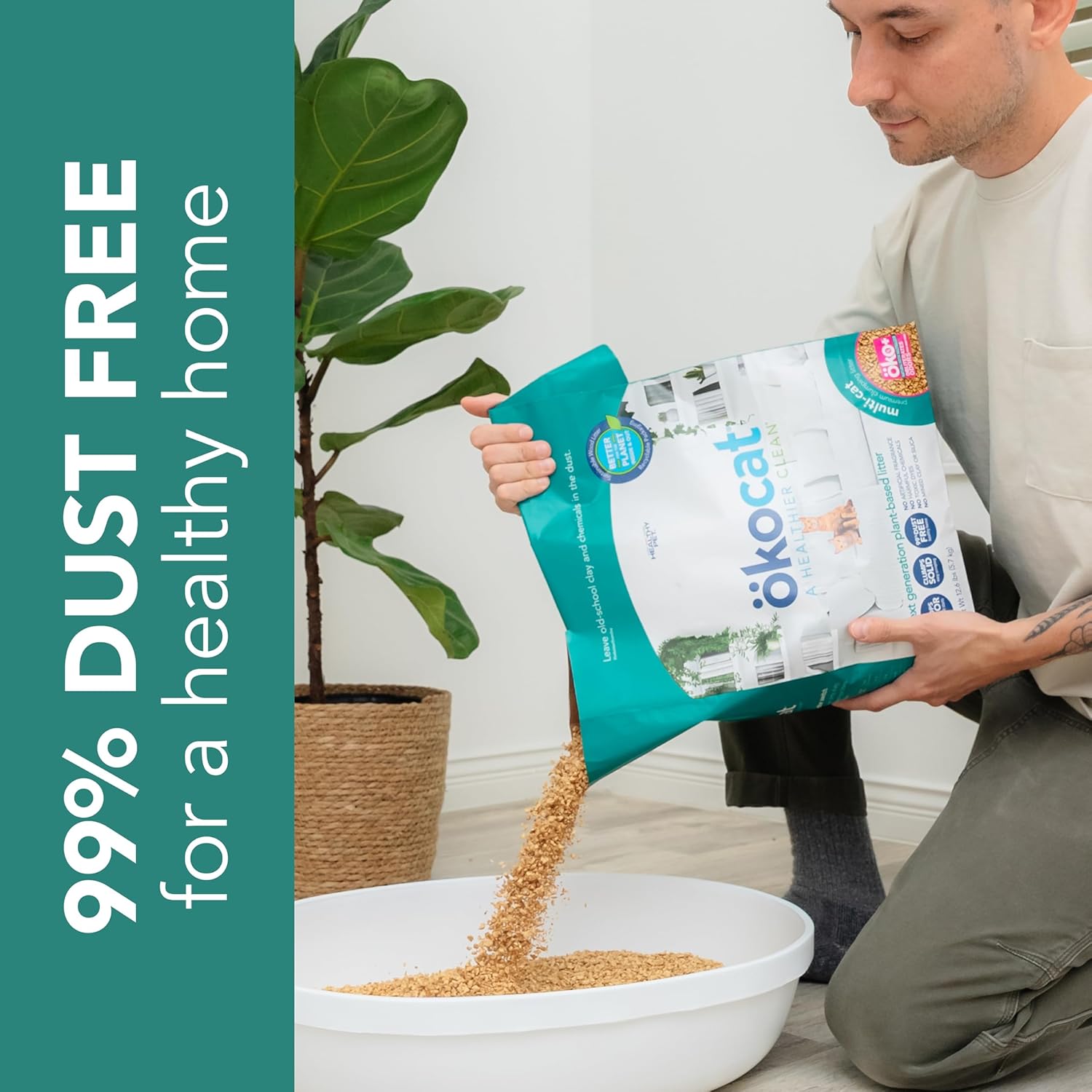 Multi-Cat Wood Clumping Cat Litter, Unscented, 26 Pounds XL - Natural Ingredients, Obliterates Odors with Natural Odor Neutralizer, Clumps Solid, 99% Dust Free, Great for Multiple Cats