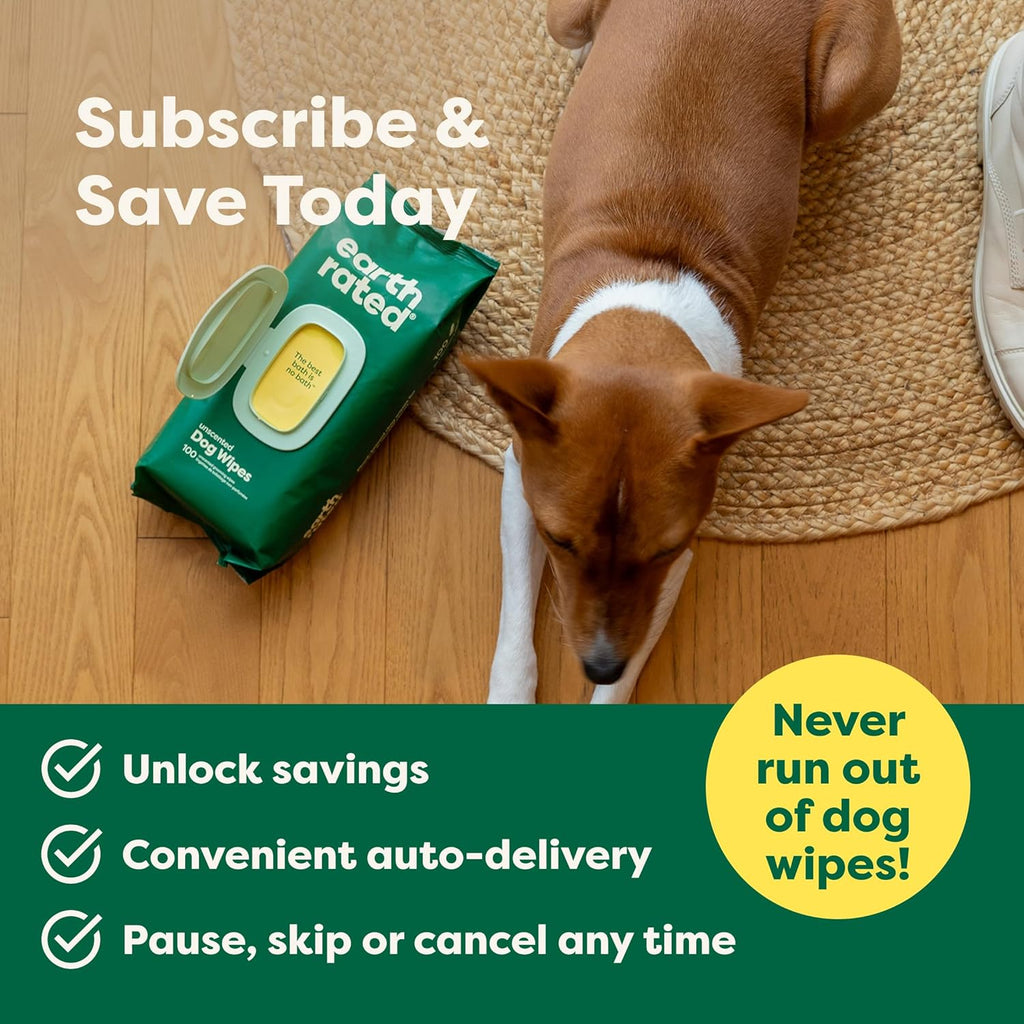 Pet Wipes for Dogs and Cats, Hypoallergenic, Cleaning and Hydrating, for Grooming Paws, Body and Butt, Unscented, 100 Count