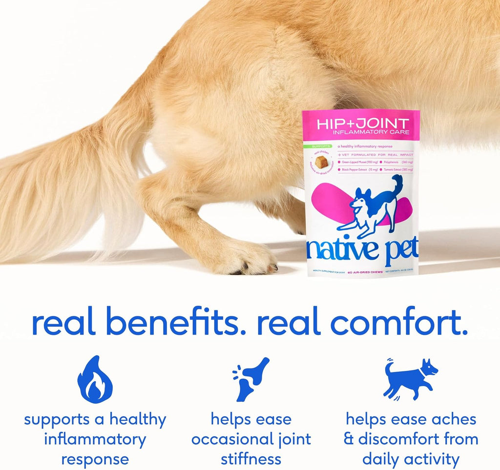 Pain Relief for Dogs - Collagen for Dogs Promotes Joint Health, Reduce Inflammation & Stiffness - Senior Pup Joint Supplement - Natural Pain Reliever for Active & Aging Pets - 30 Chews