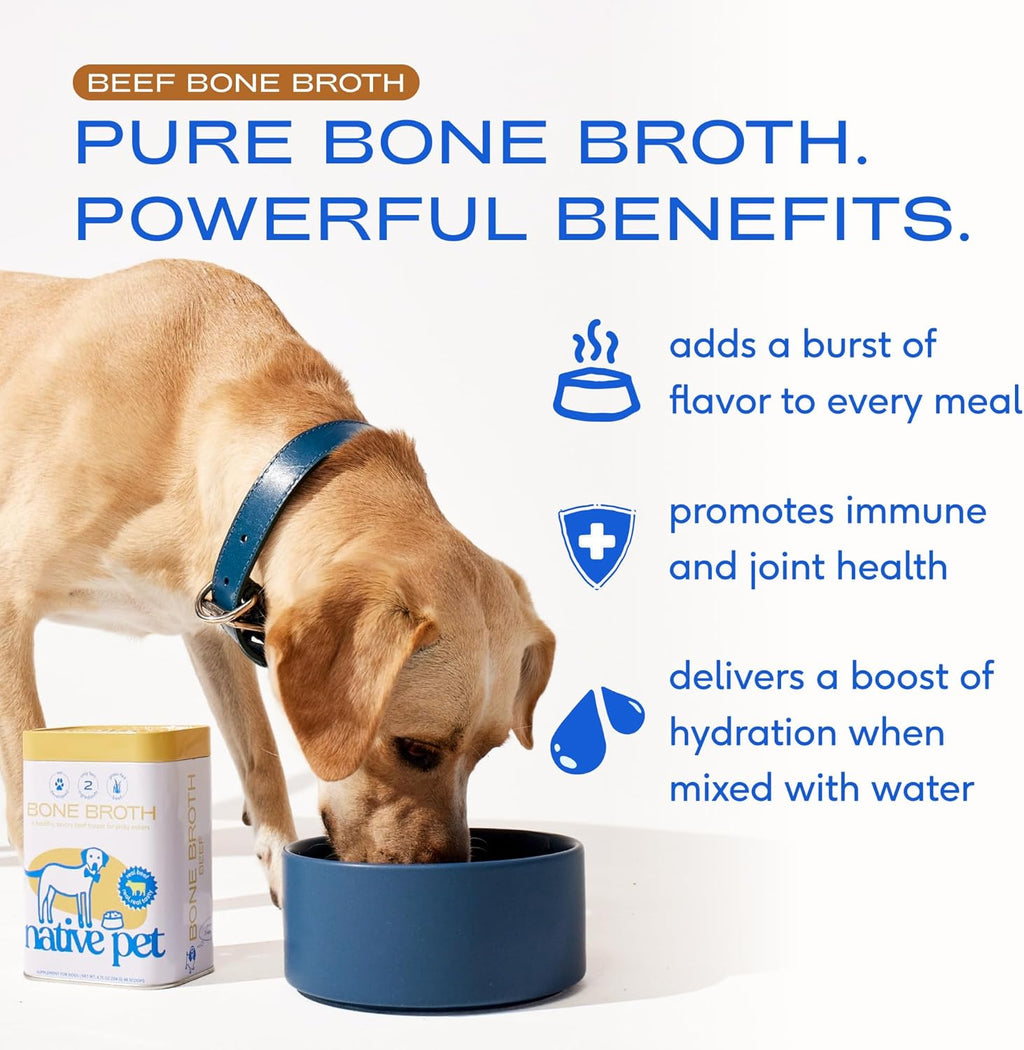 Bone Broth for Dogs - Made with Real Beef Bone Broth, Dog Food Toppers for Picky Eaters - Provides Extra Hydration & Nutrition for Joint Strength, Immunity & Heart Health-48 Scoops