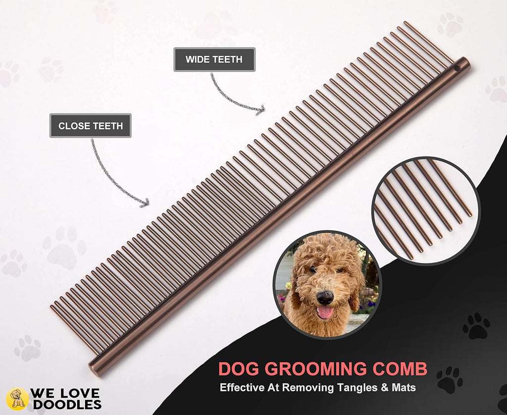Dog Grooming Scissors Kit - Best Tools for Goldendoodles, Poodles & Doodles - Straight, Curved & Thinning Shears - Golden Doodle Grooming Kit - Professional Grade Steel, 4 Pc Set []