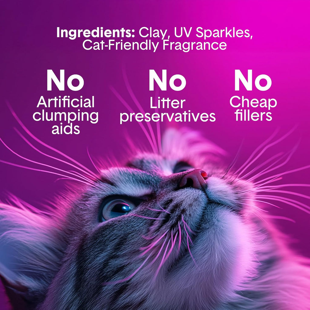 Boxie Glo Clumping Clay 30 Day Odor Control Cat Litter, 99.9% Dust-Free, Low Tracking, UV Light Attractant, 16 Lb