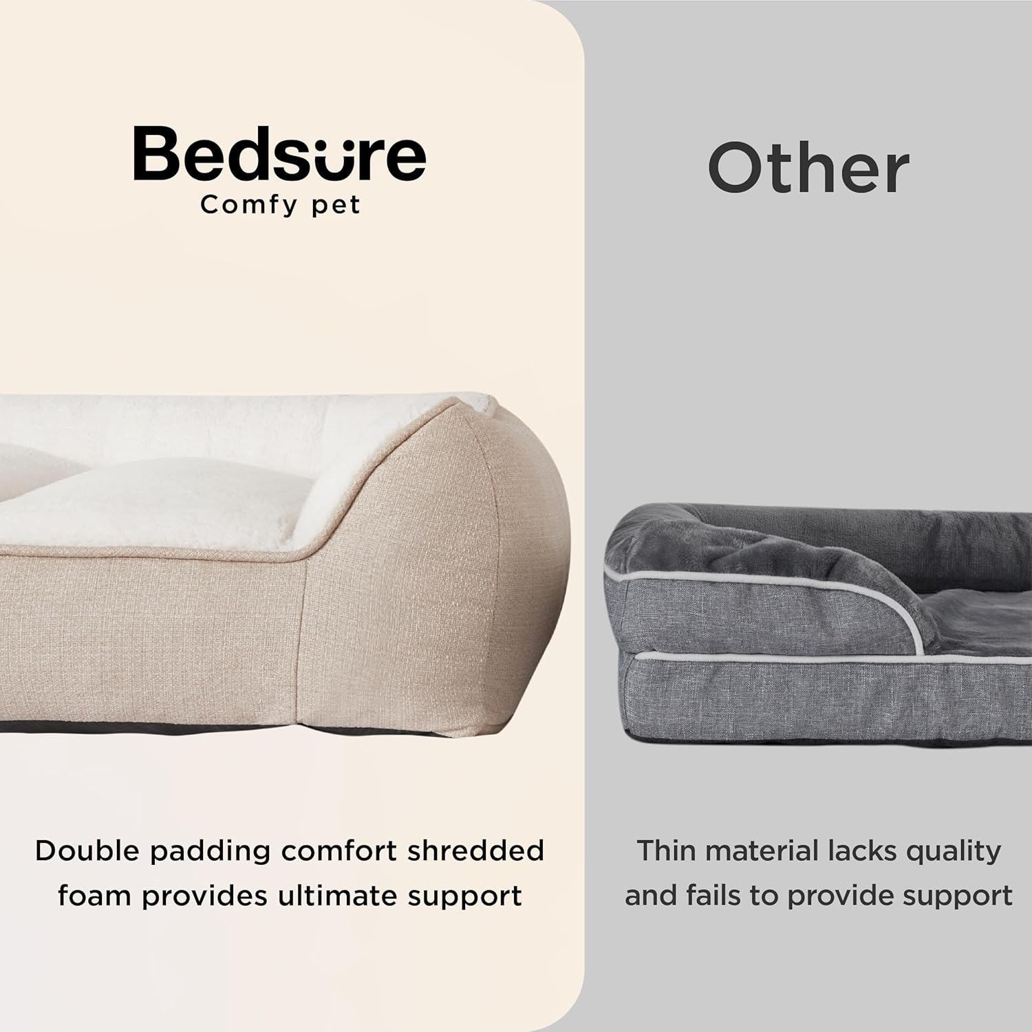 XL Orthopedic Dog Beds Large Sized Dog - Extra Thick Supportive Dogs Couch with Waterproof Washable Cover, Extra Large Comfort Pet Bed Sofa with Soft Plush Sherpa and Nonskid Bottom, Beige