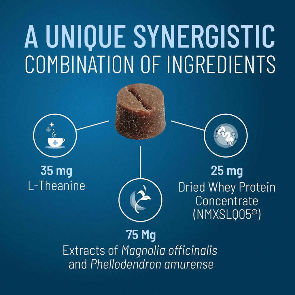 Solliquin Calming Behavioral Health Supplement for Small to Medium Dogs and Cats - with L-Theanine, Magnolia / Phellodendron, and Whey Protein Concentrate, 75 Soft Chews