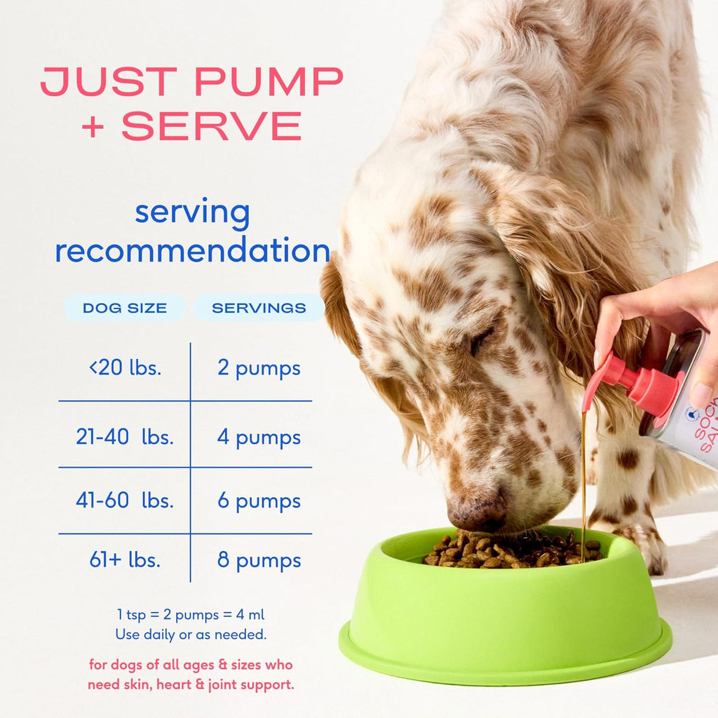 Salmon Oil for Dogs & Cats – Pure Omega-3 Fish Oil for Dogs Supplement for Skin & Coat, Joint & Heart Health - Dog Anti-Inflammatory – 100% Wild-Caught Alaskan Sockeye Salmon – 8 Oz