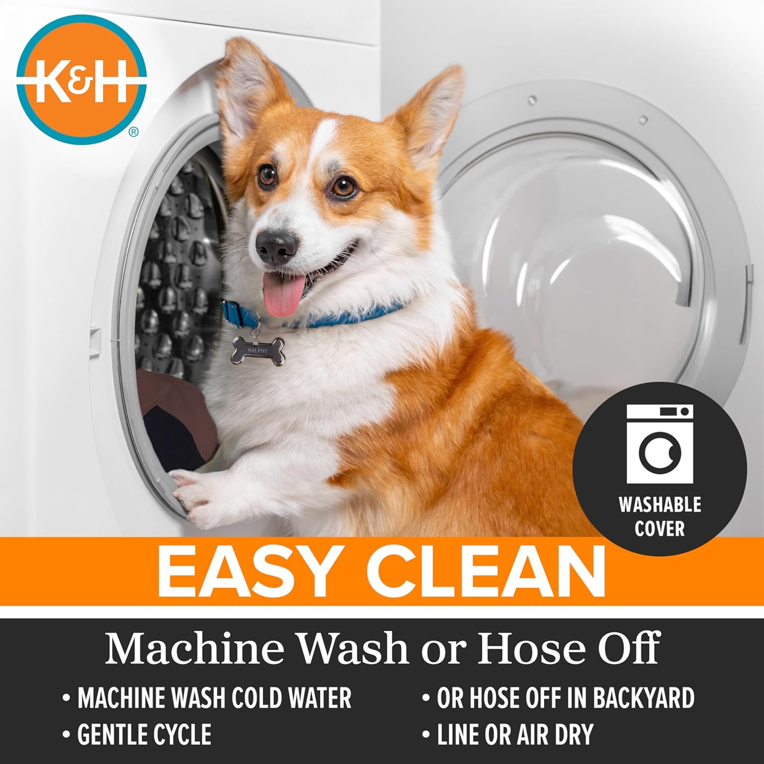 Pet Cot House for Large Dogs, Outdoor Elevated Dog Cot House, Enclosed Canopy, Window Flaps for Air Flow, Washable Cover, Raised Metal Frame, Collapsible - Large 42 X 30In Blue