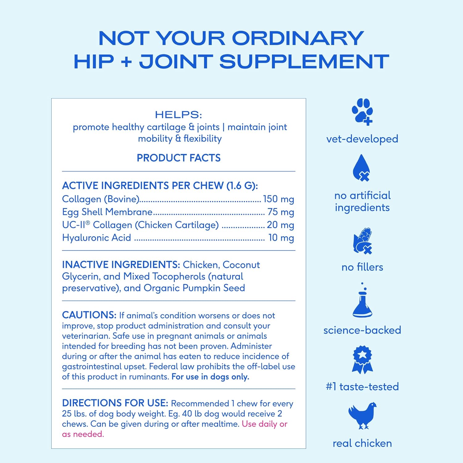 Hip & Joint Supplement for Dogs - Advanced Dog Joint & Arthritis Supplement - Helps Maintain Healthy Cartilage, Joint Flexibility, Lubrication, & Function - with ESM & Collagen - 60 Chews